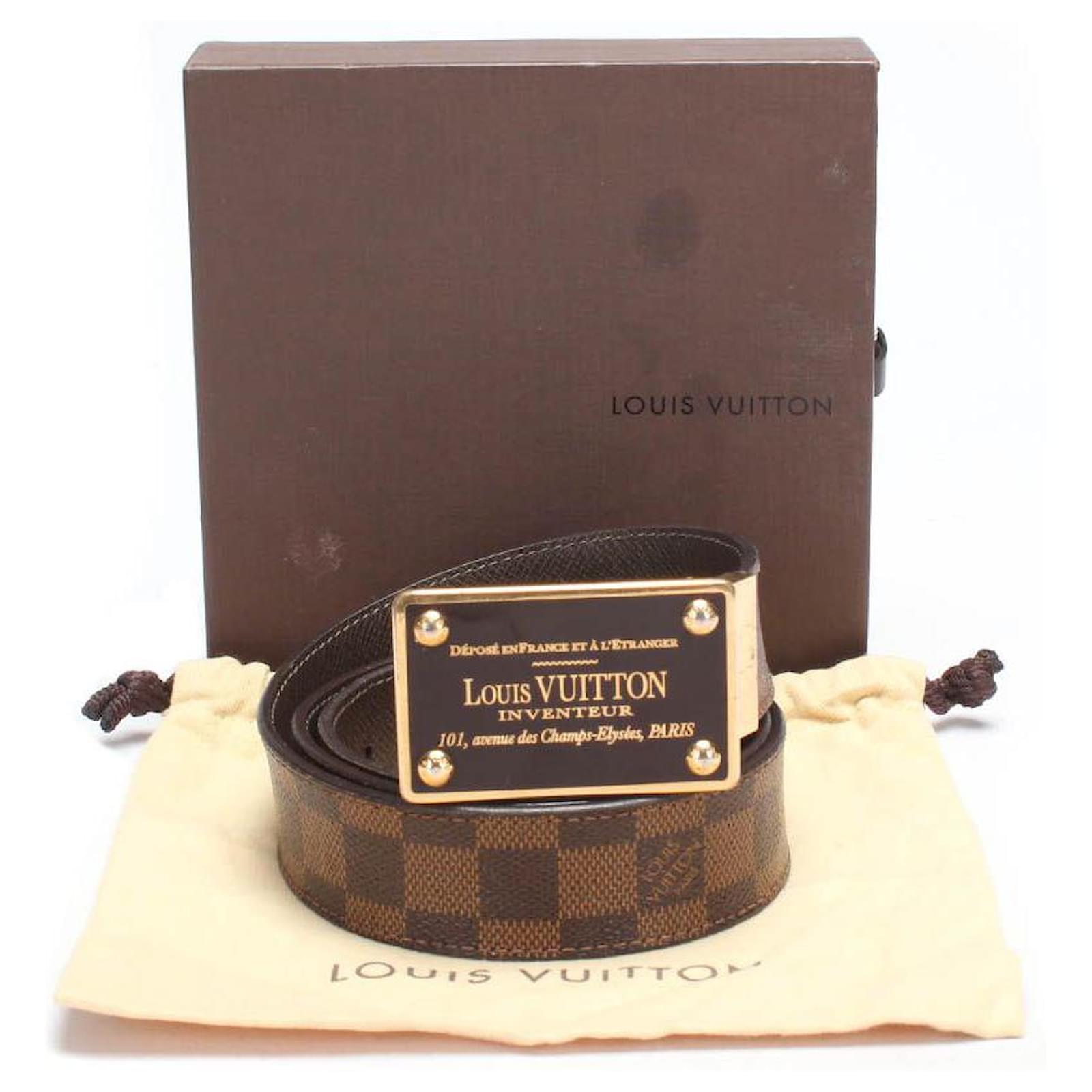 Louis Vuitton Damier Ebene Inventeur Belt Brown Cloth ref.626545