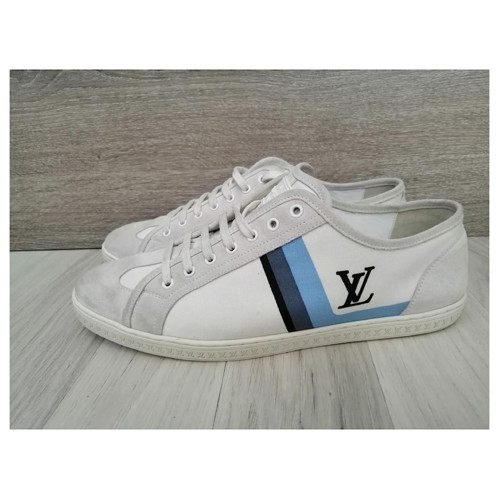 Louis Vuitton Sneakers White Grey Suede Cotton ref.626760 - Joli