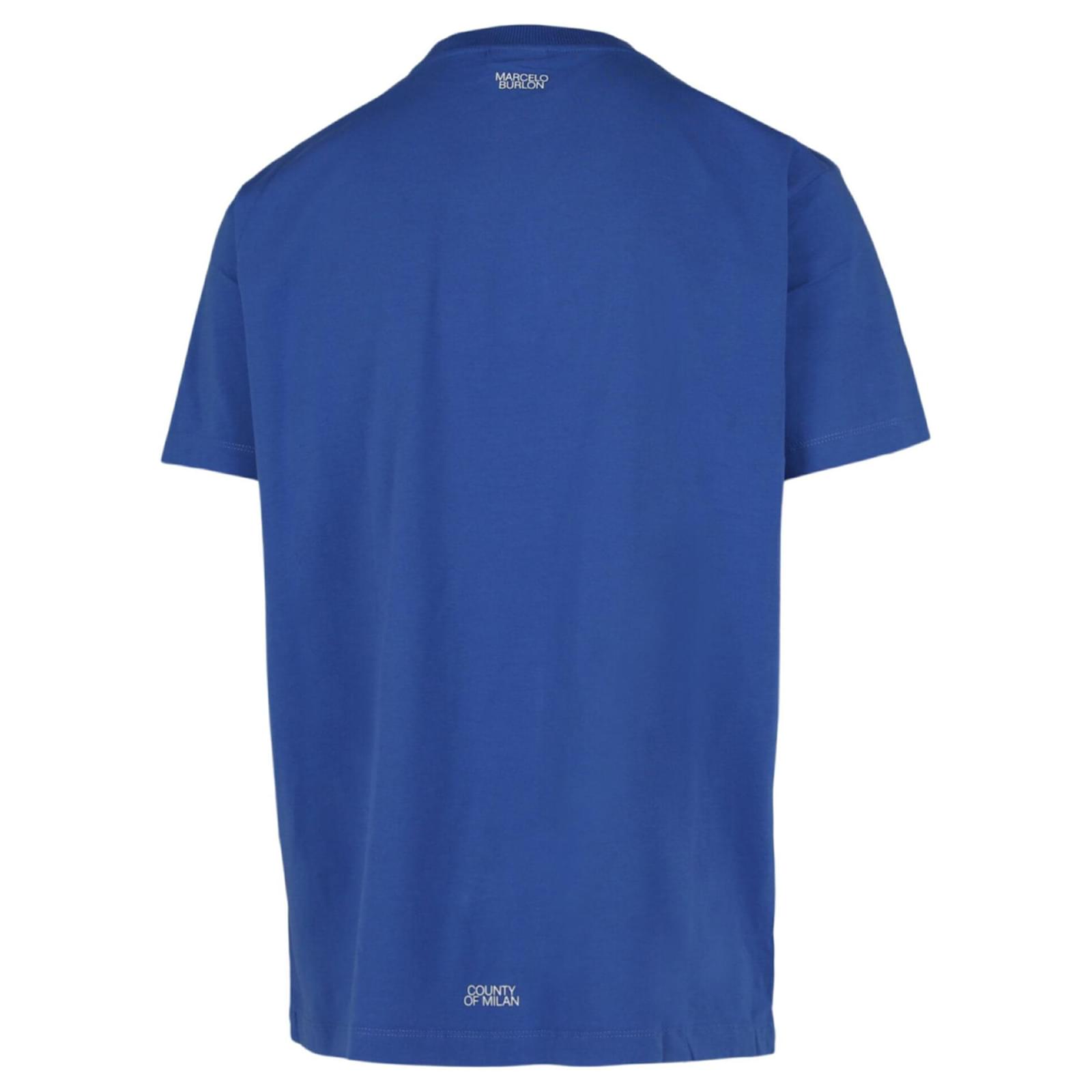Autre Marque Camiseta de corta con estampado cruzado Marcelo Burlon Azul Algodón ref.627193 - Joli Closet
