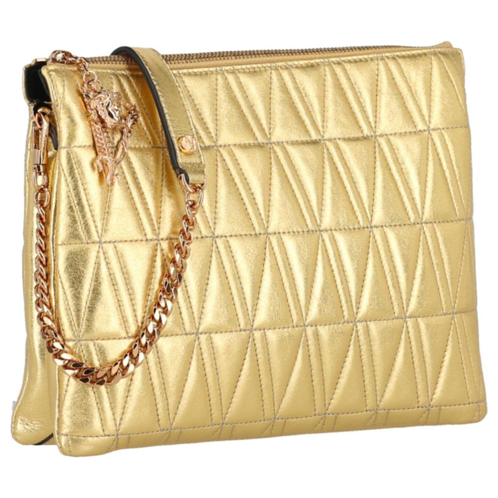 Versace, Bags, Versace Virtus Quilted Leather Tribute Crossbody Bag In  Fuchsia Gold