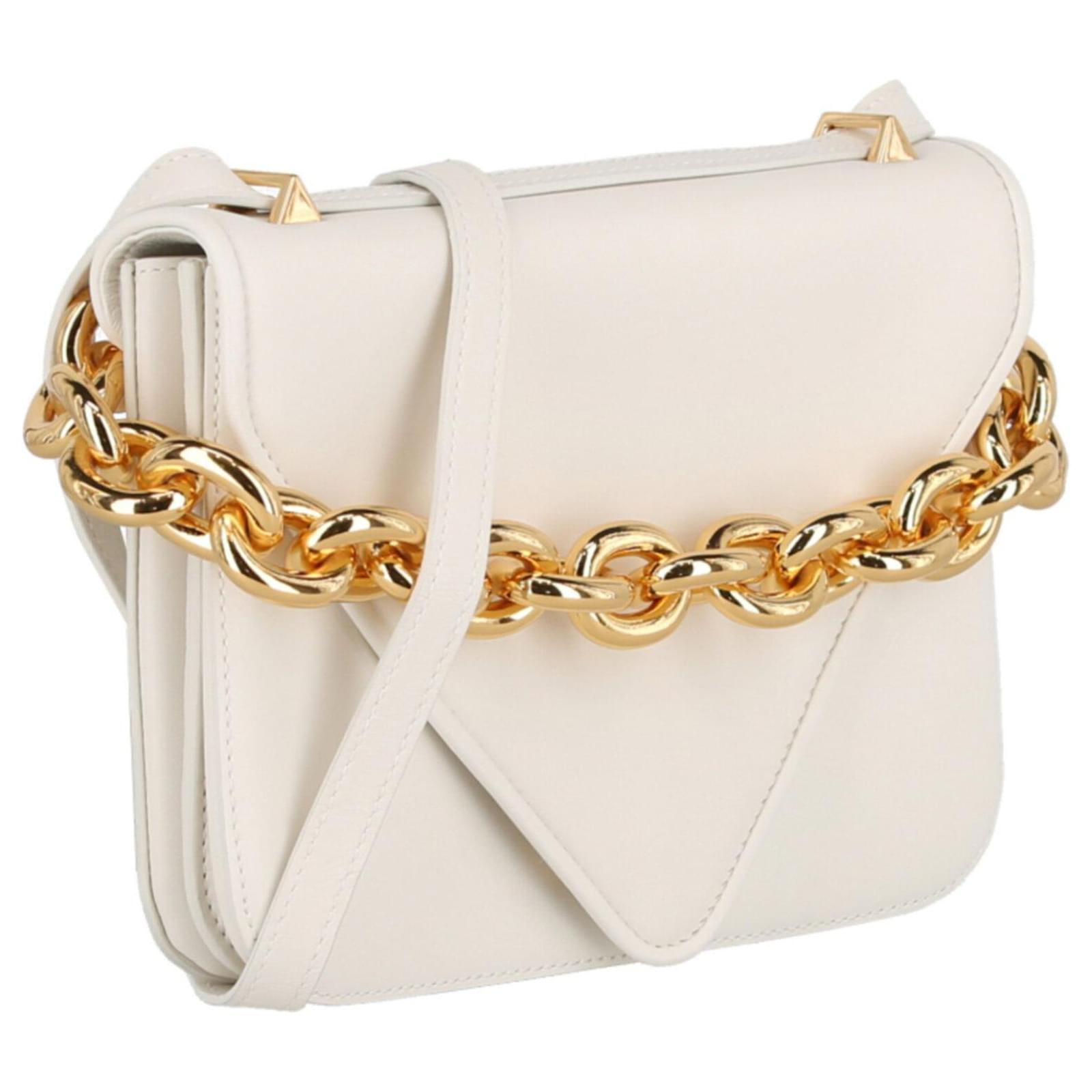 Bottega Mount Chain Crossbody Bag White Leather Ponystyle