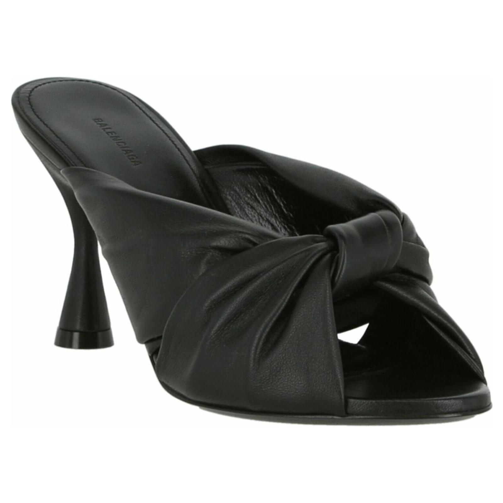 balenciaga drapy padded leather flat mules