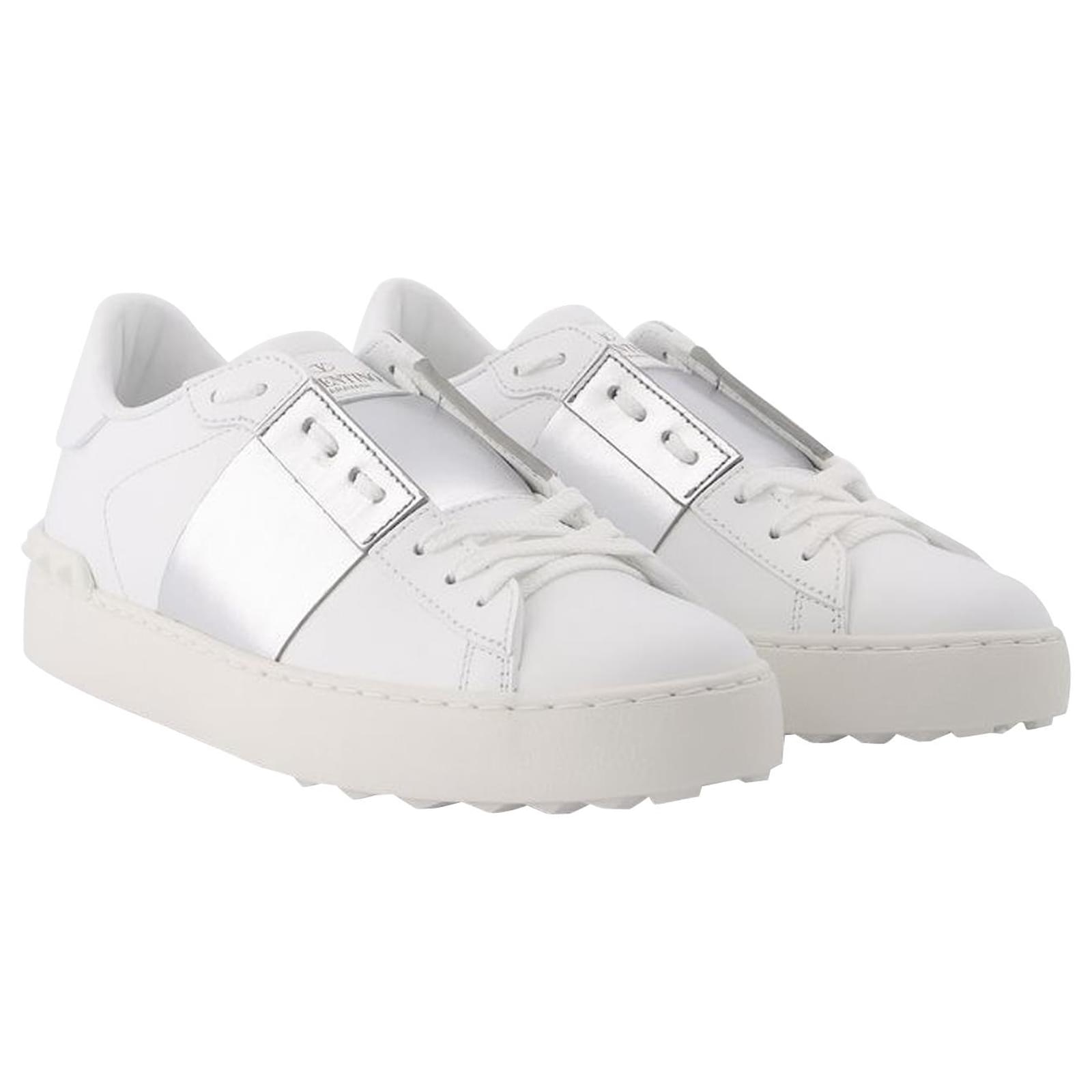 Valentino Men's Open Leather Sneakers White