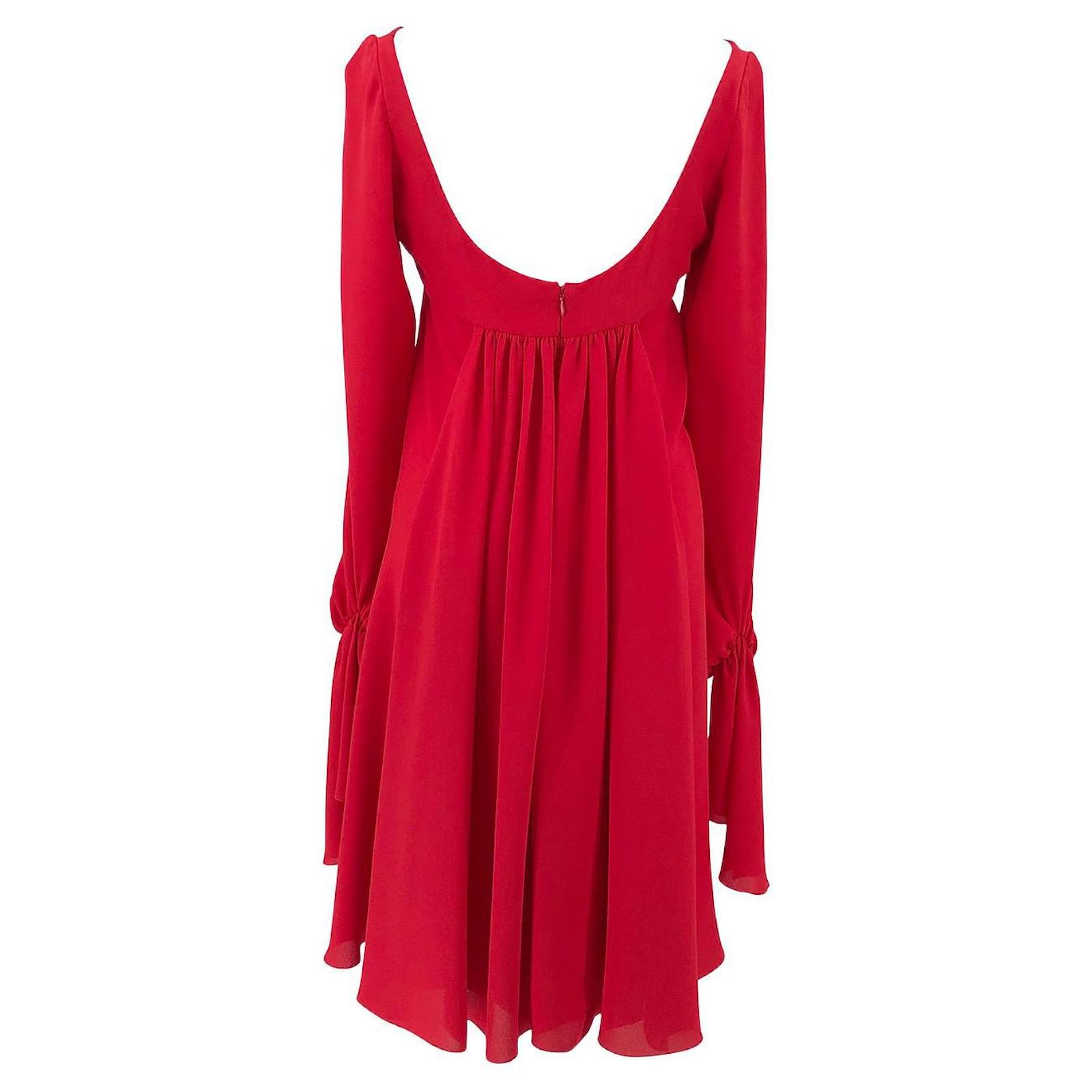 Valentino dress in red silk with front knot and back layer ref.628875 ...