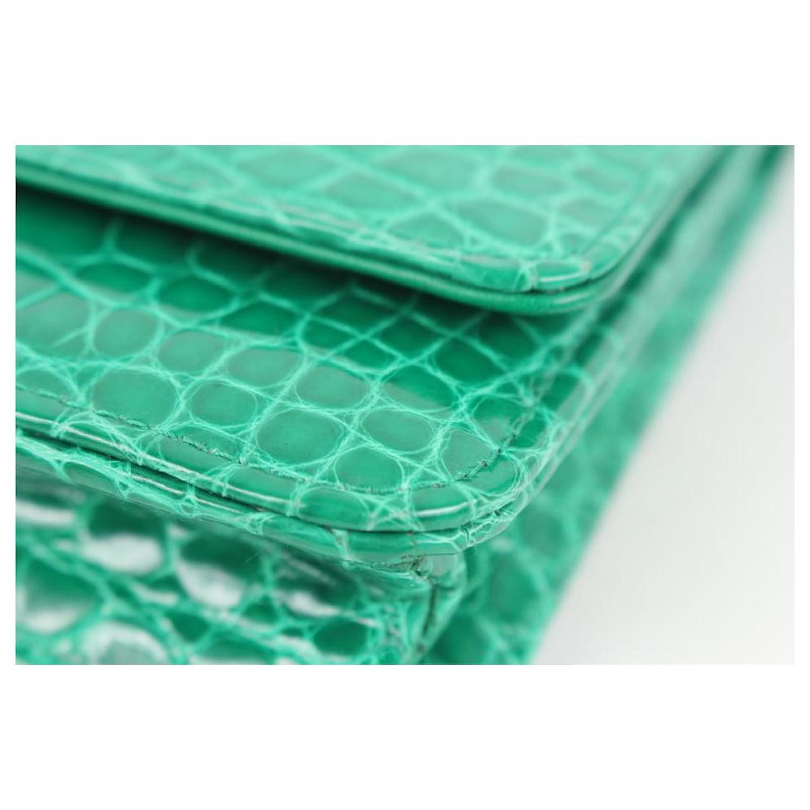 Chanel Ultra Rare Emerald Green Alligator Wallet on Chain SHW WOC