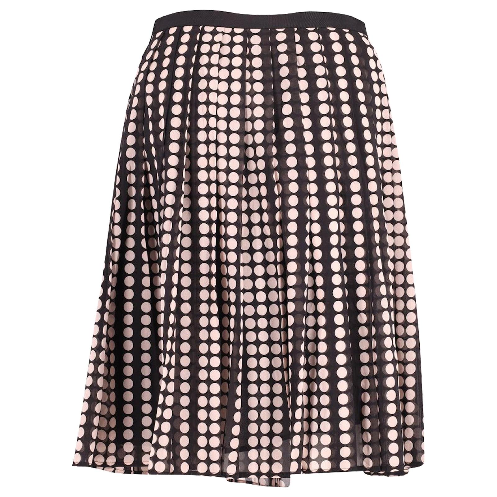 Tory Burch Fully Pleated Printed Skirt in Black and Pink Silk  -  Joli Closet