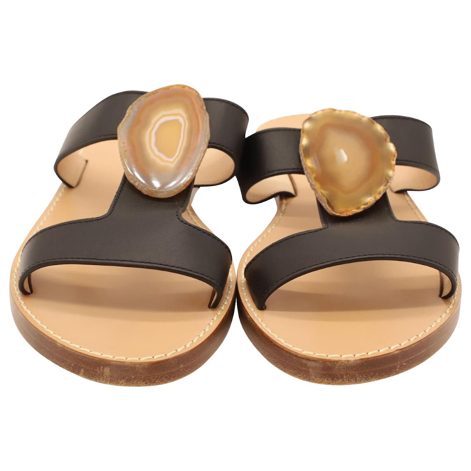 Gabriela Hearst Hades Agate-Embellished Sandals in Black Leather ref ...