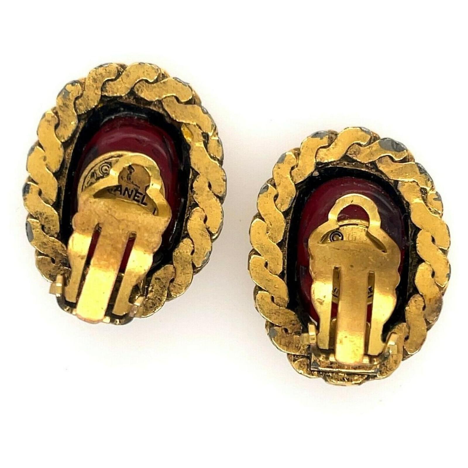 Buy Louis VUITTON Clip Earrings Vintage Gripoix Glass Online in India 