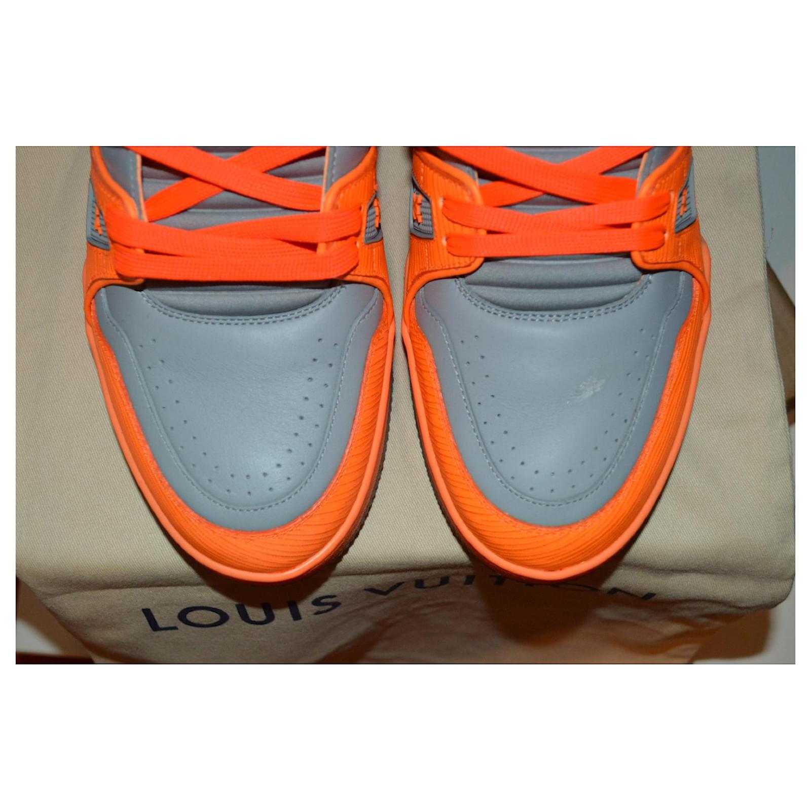 louis vuitton sneakers 42.5 Orange Grey Leather ref.630454 - Joli Closet