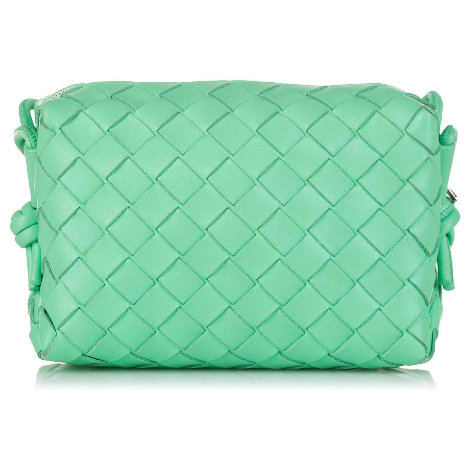 Green Loop mini Intrecciato-leather cross-body bag