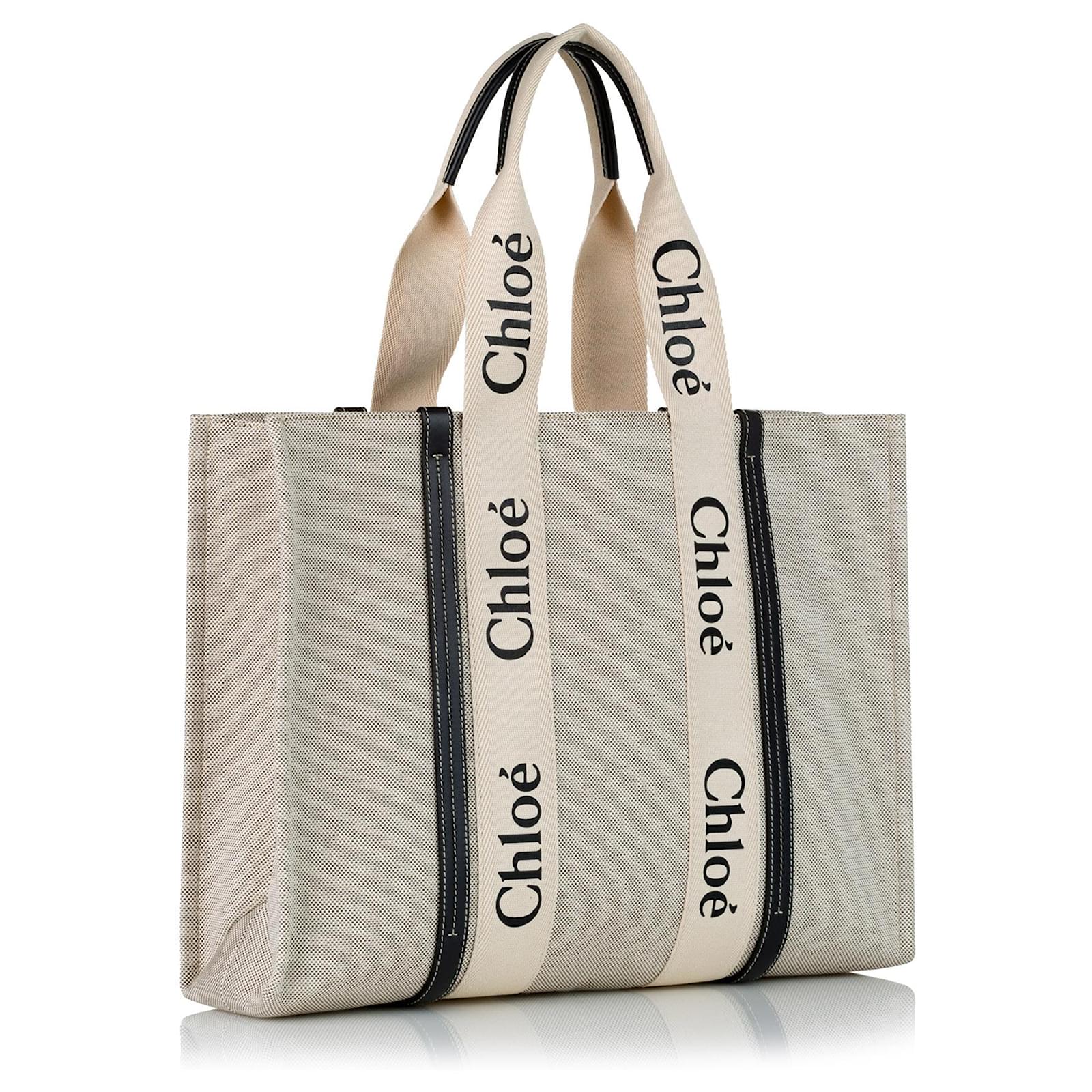 Chloé Chloe White Woody Canvas Tote Bag Cloth ref.630813 - Joli Closet