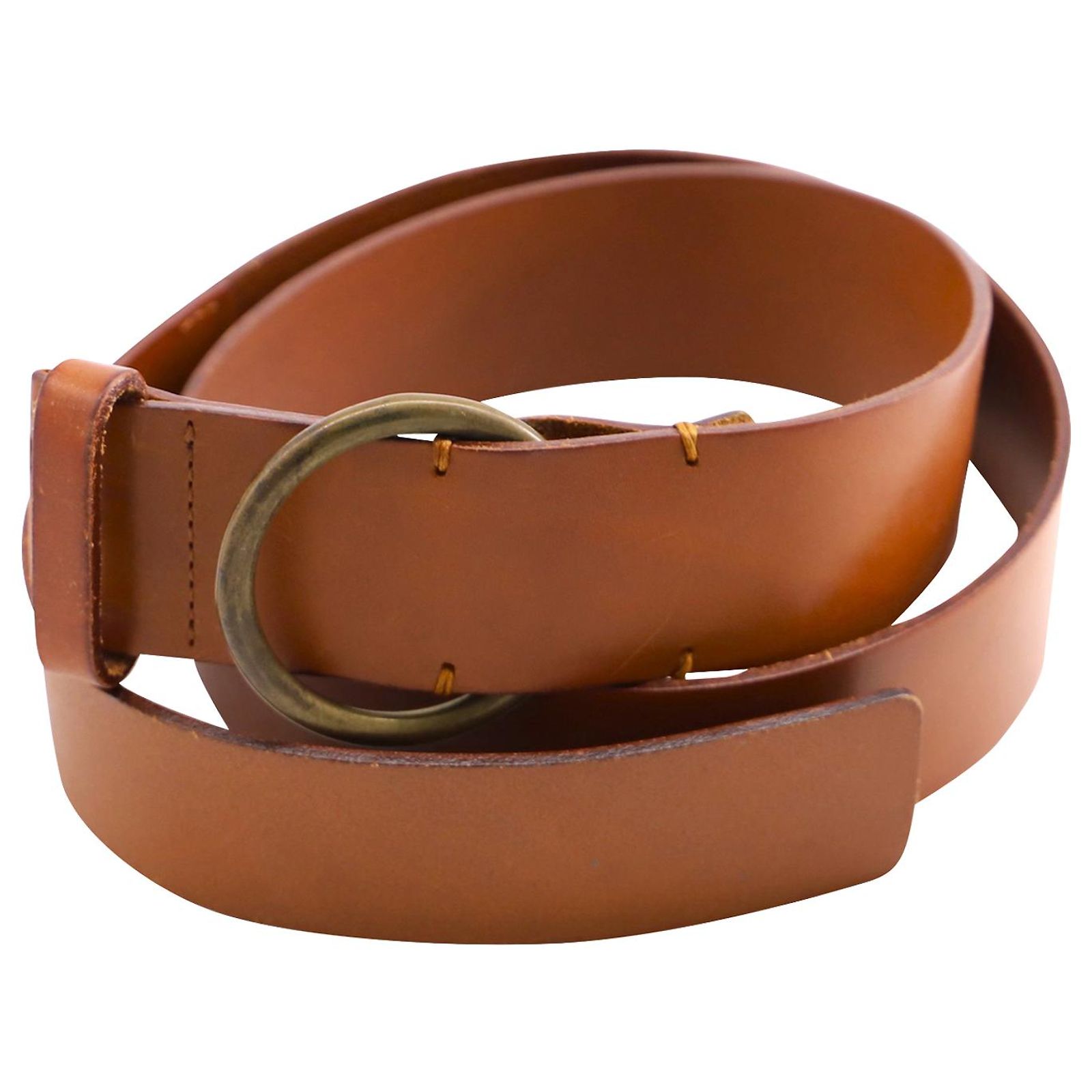 Theory Belt with Circular Buckle in Brown Tan Leather Beige 