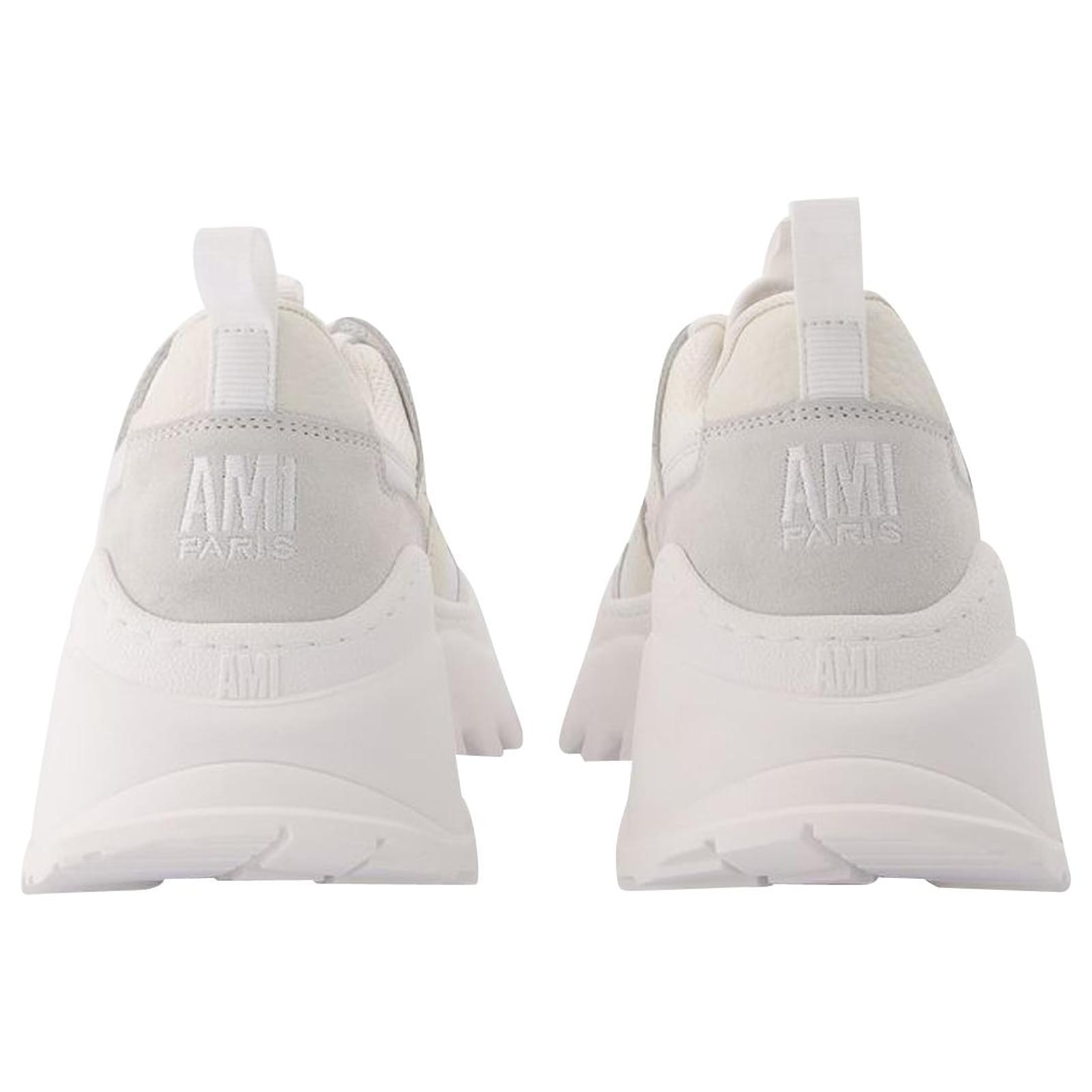 【関税込み】New Lucky 9 Sneakers in White Leather Ami New Lucky 9 Sneakers in White Leather ref.631134 - Joli