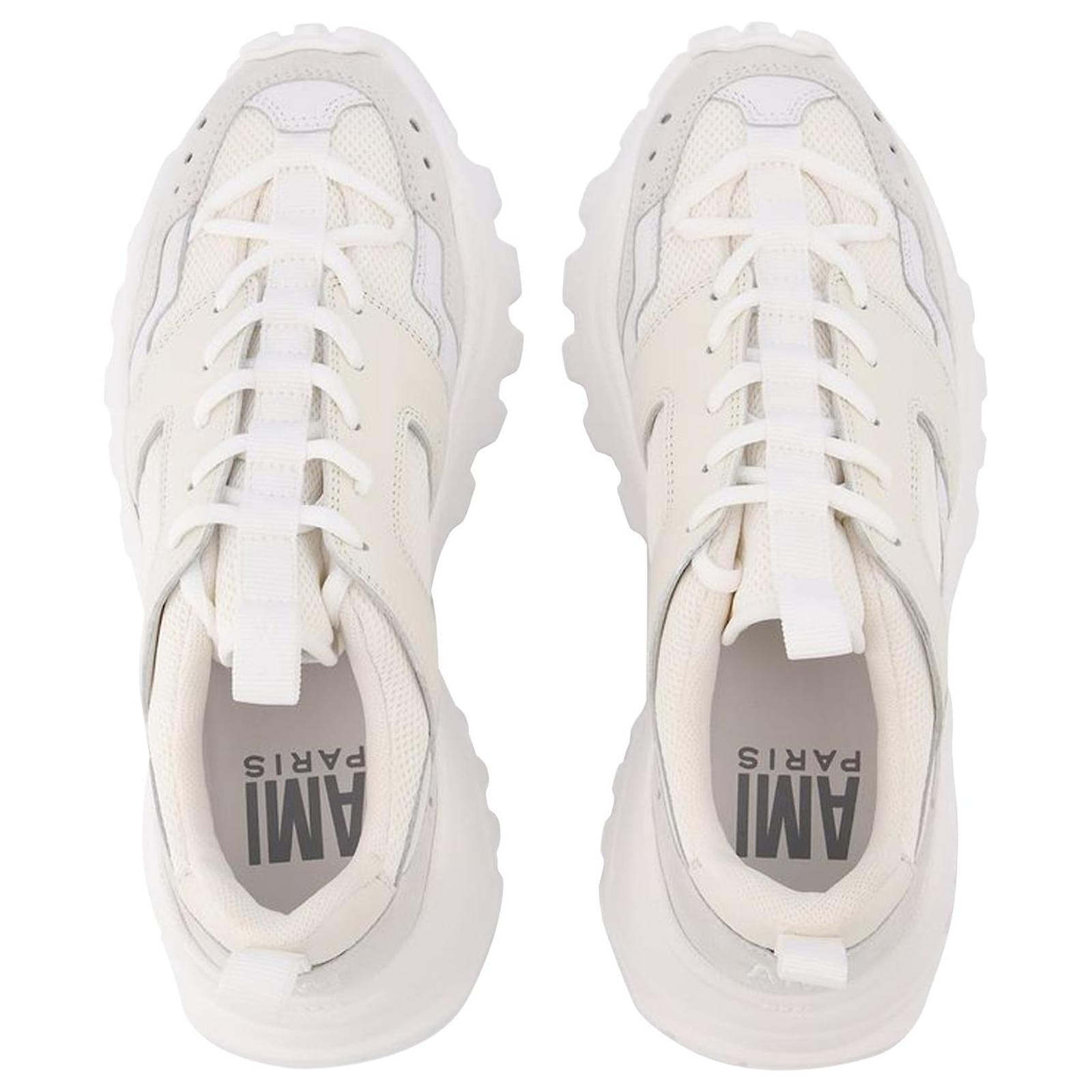 【関税込み】New Lucky 9 Sneakers in White Leather Ami New Lucky 9 Sneakers in White Leather ref.631134 - Joli