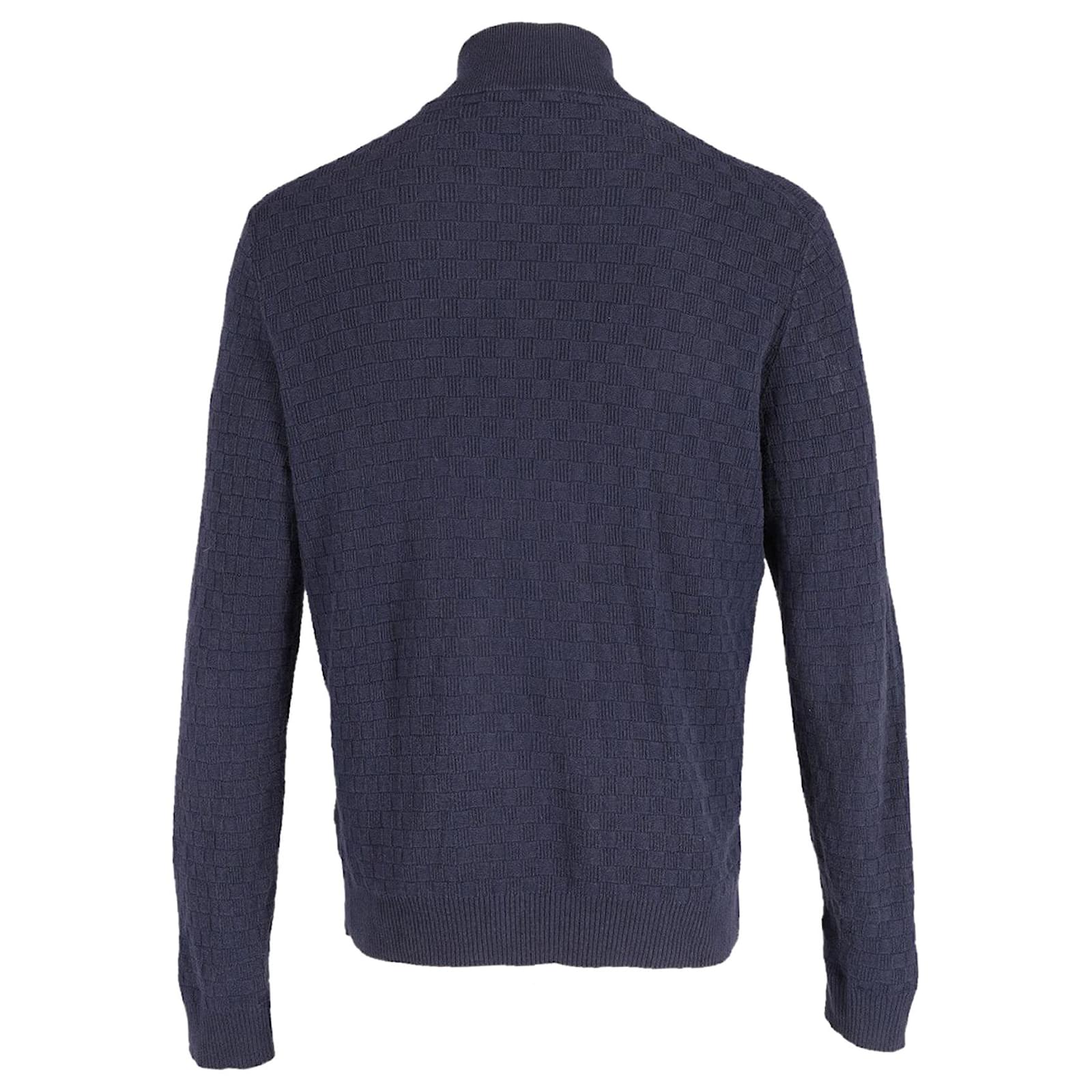 Louis Vuitton Zip Up Damier Cardigan in Navy Blue Cotton ref.631171 - Joli  Closet
