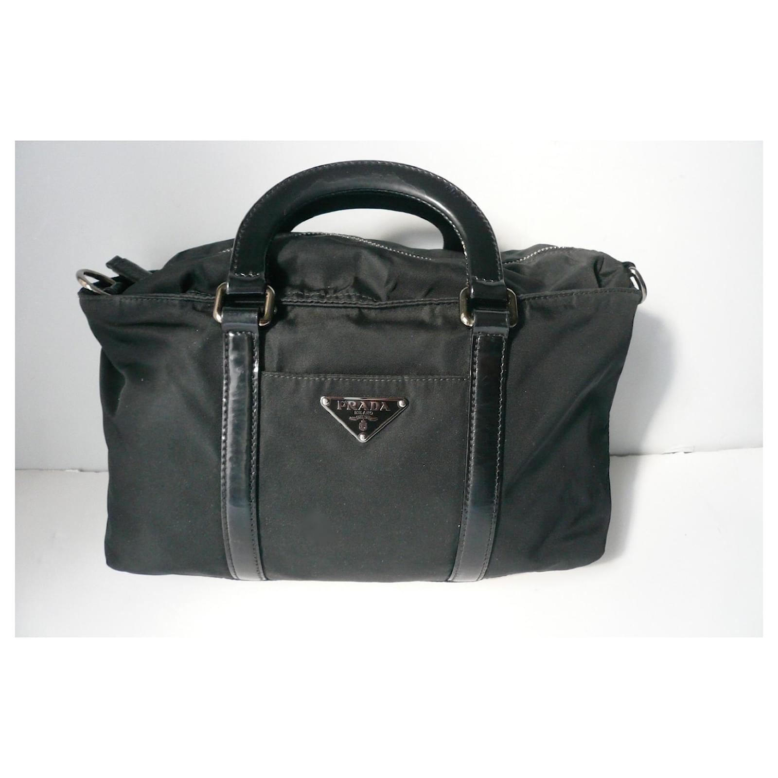 PRADA-Nylon-Leather-2Way-Bag-Hand-Bag-Green-BN1052