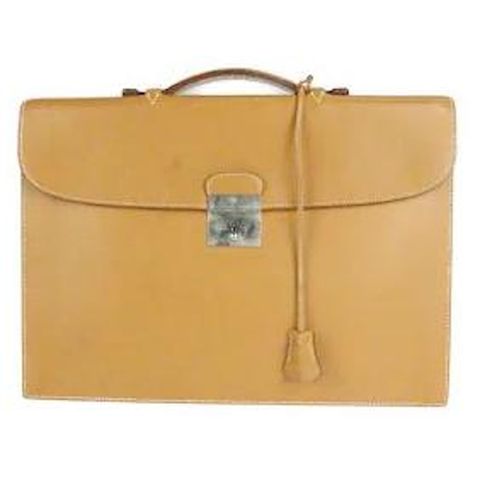 Hermès * HERMES Hermes Kirius 2 business bag Vauchamonix camel type silver metal fittings
