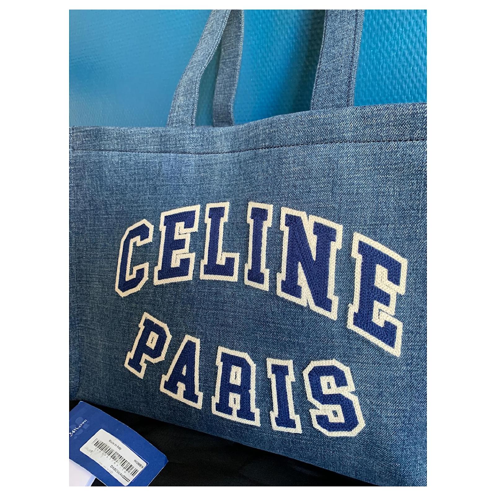 Celine Cabas Thais Small Denim Tote in Blue