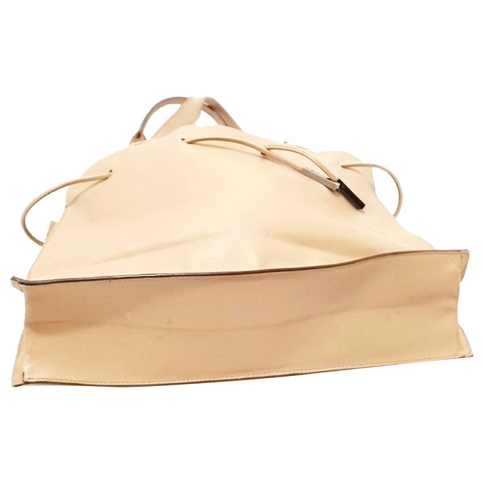 Gucci Brown Leather Drawstring Tote Bag Beige Pony-style calfskin 