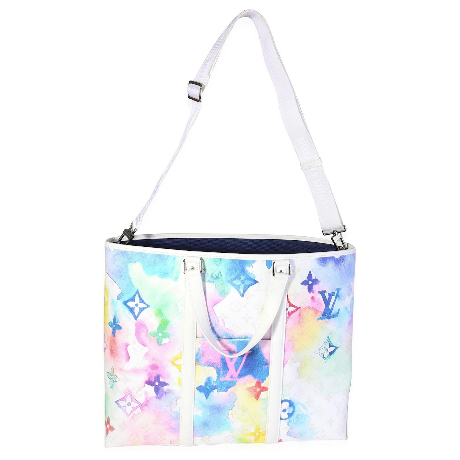 Louis Vuitton New Tote GM White Watercolor Multicolor Monogram Logo  Shoulder Bag