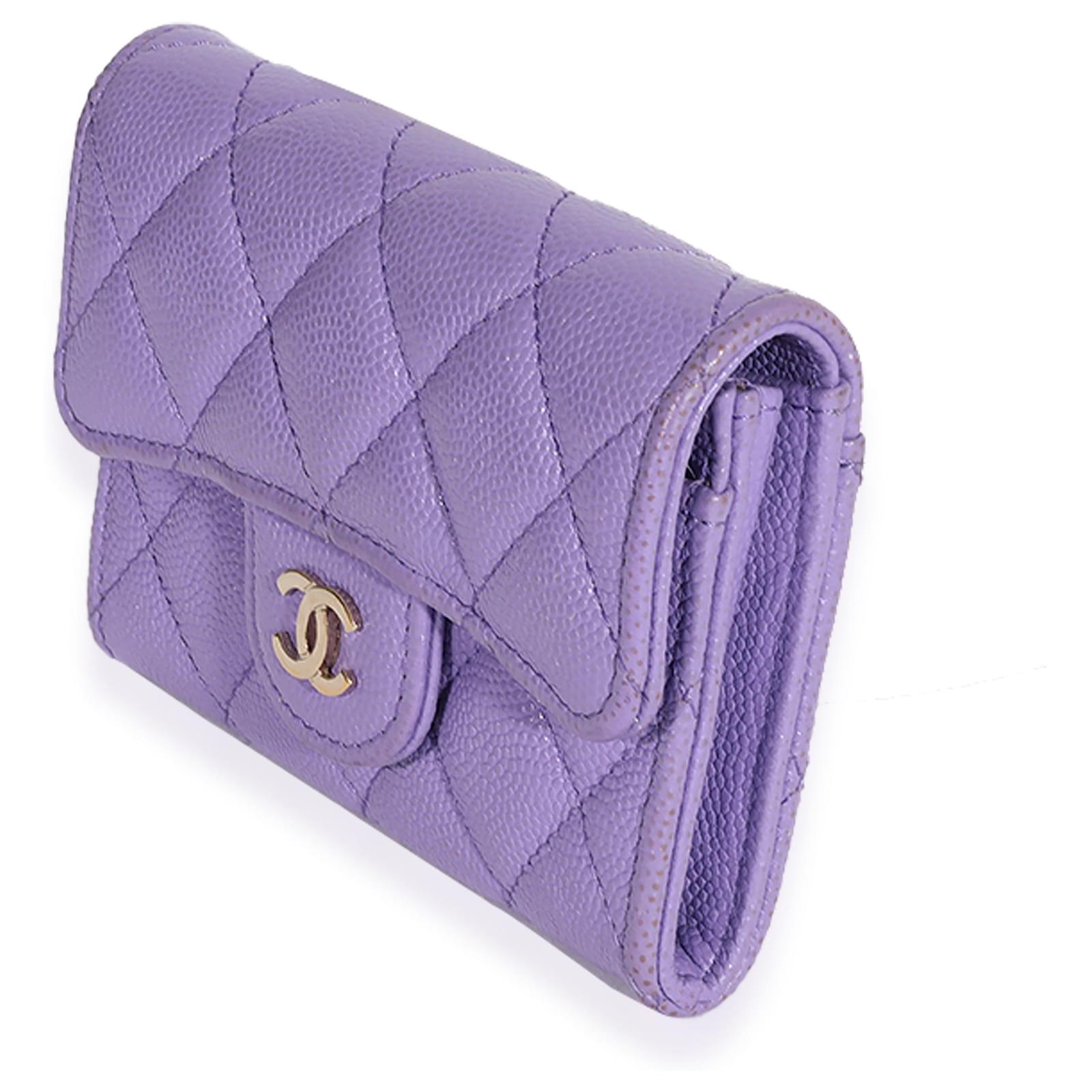 Chanel Caviar Quilted Flap Card Holder Lilac Rose Clair Gold Hardware –  Coco Approved Studio