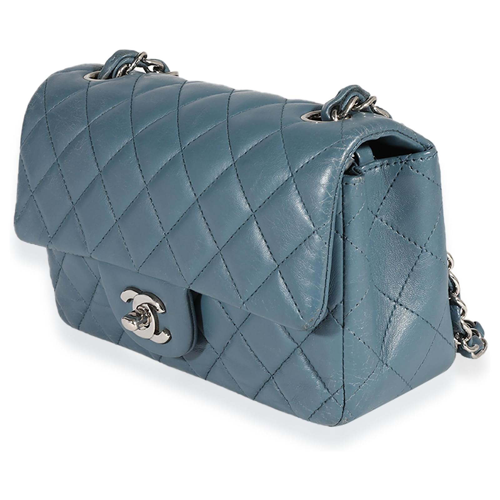 Chanel Blue Quilted Lambskin Mini Rectangular Classic Flap Bag Leather  ref.632499 - Joli Closet