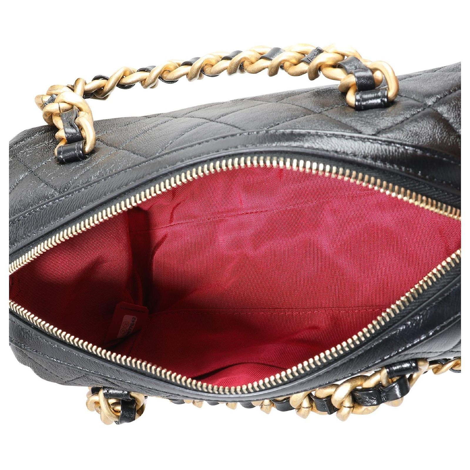 Chanel Black Quikted Shiny Lambskin Small Fashion Therapy Bowling