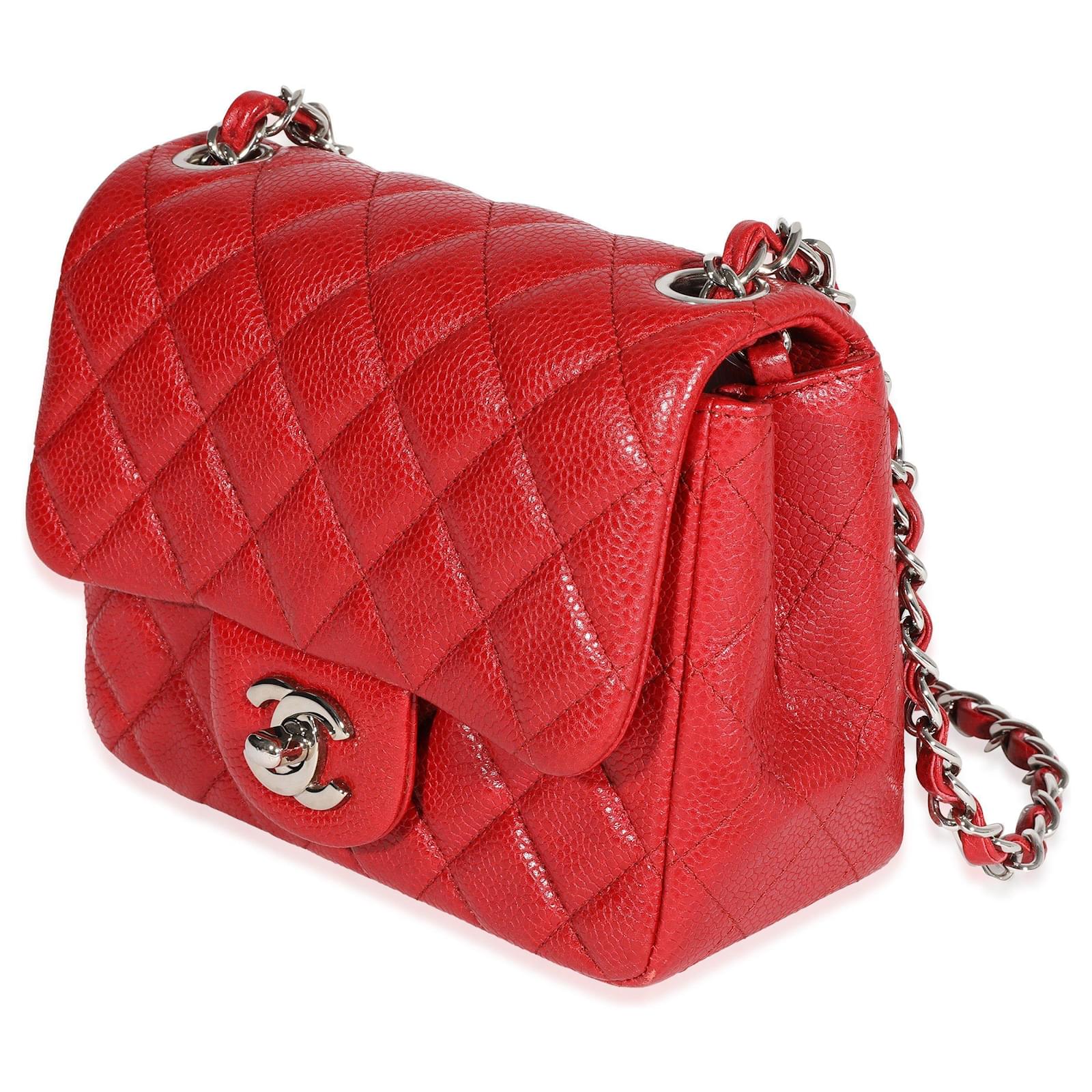Chanel Red Quilted Caviar Mini Square Classic Flap Bag Leather ref.632613 - Joli  Closet