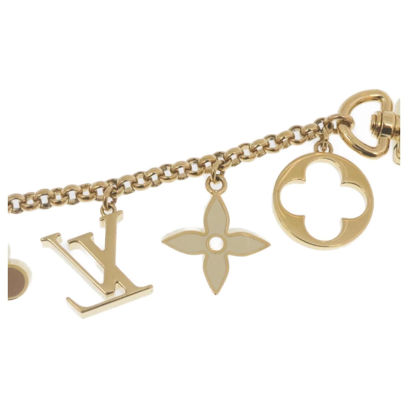 LOUIS VUITTON Chain Fleur de Monogram Charm Gold M65111 LV Auth