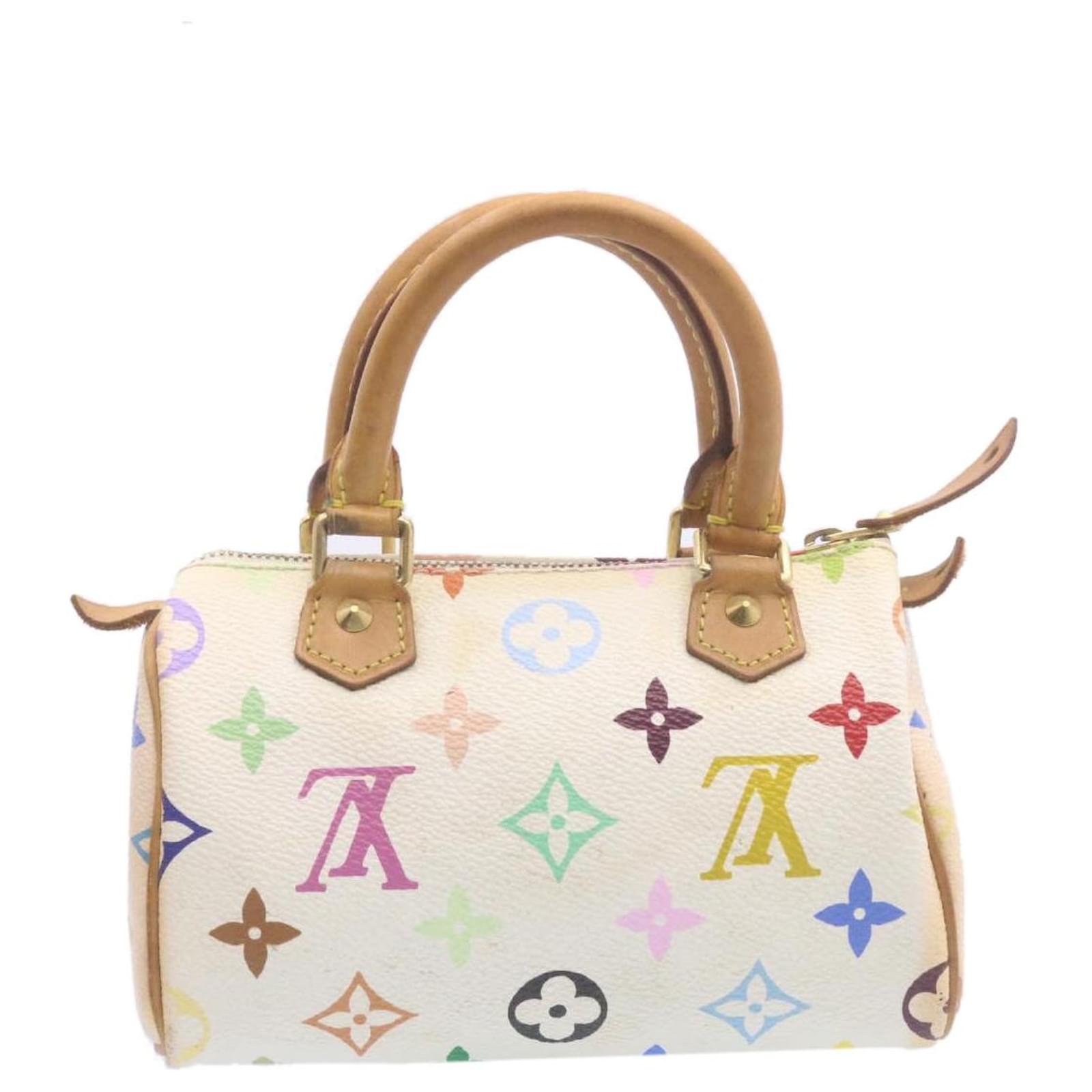 Louis Vuitton, Bags, Louis Vuitton Monogram Multicolor Mini Speedy Hand  Bag White M92645 Auth Am95g