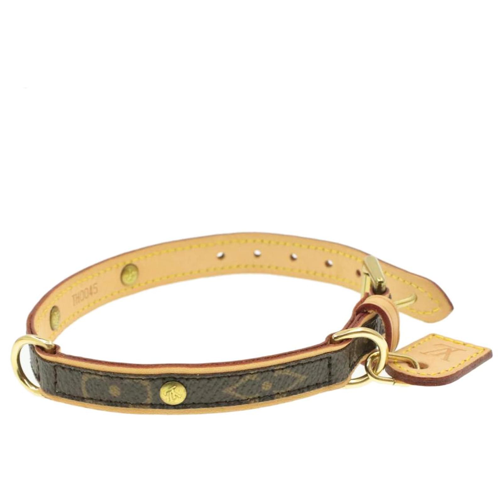 Louis Vuitton Leash Dog Collar Less Baxter Collier Baxter Brown Gold  Hardware LV