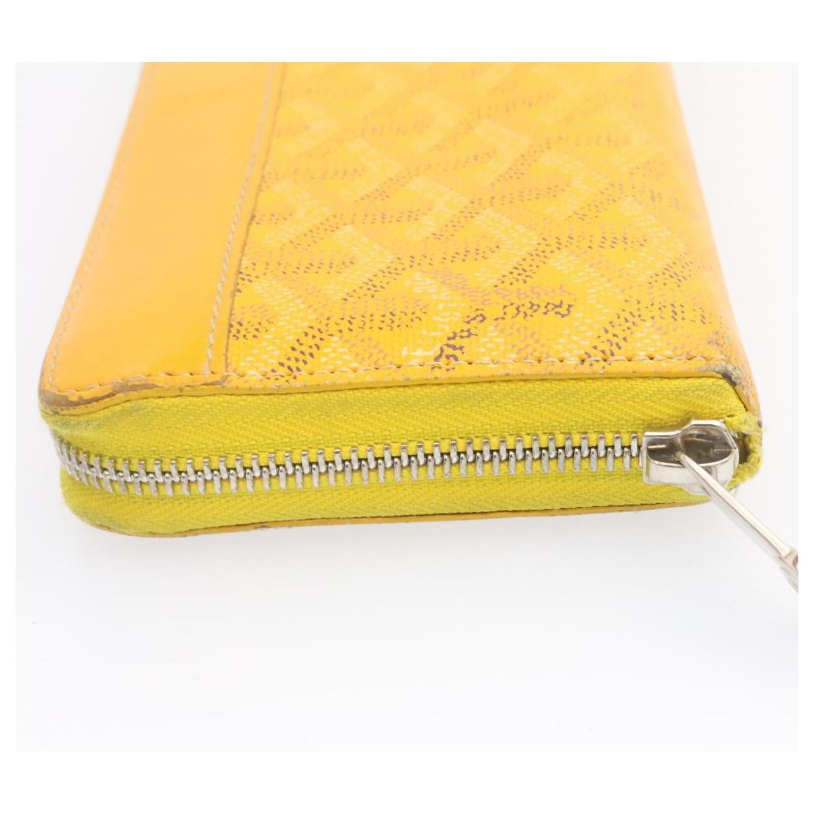 GOYARD Matignon Zip GM Long Wallet PVC Leather Yellow Auth gt1278  ref.432200 - Joli Closet