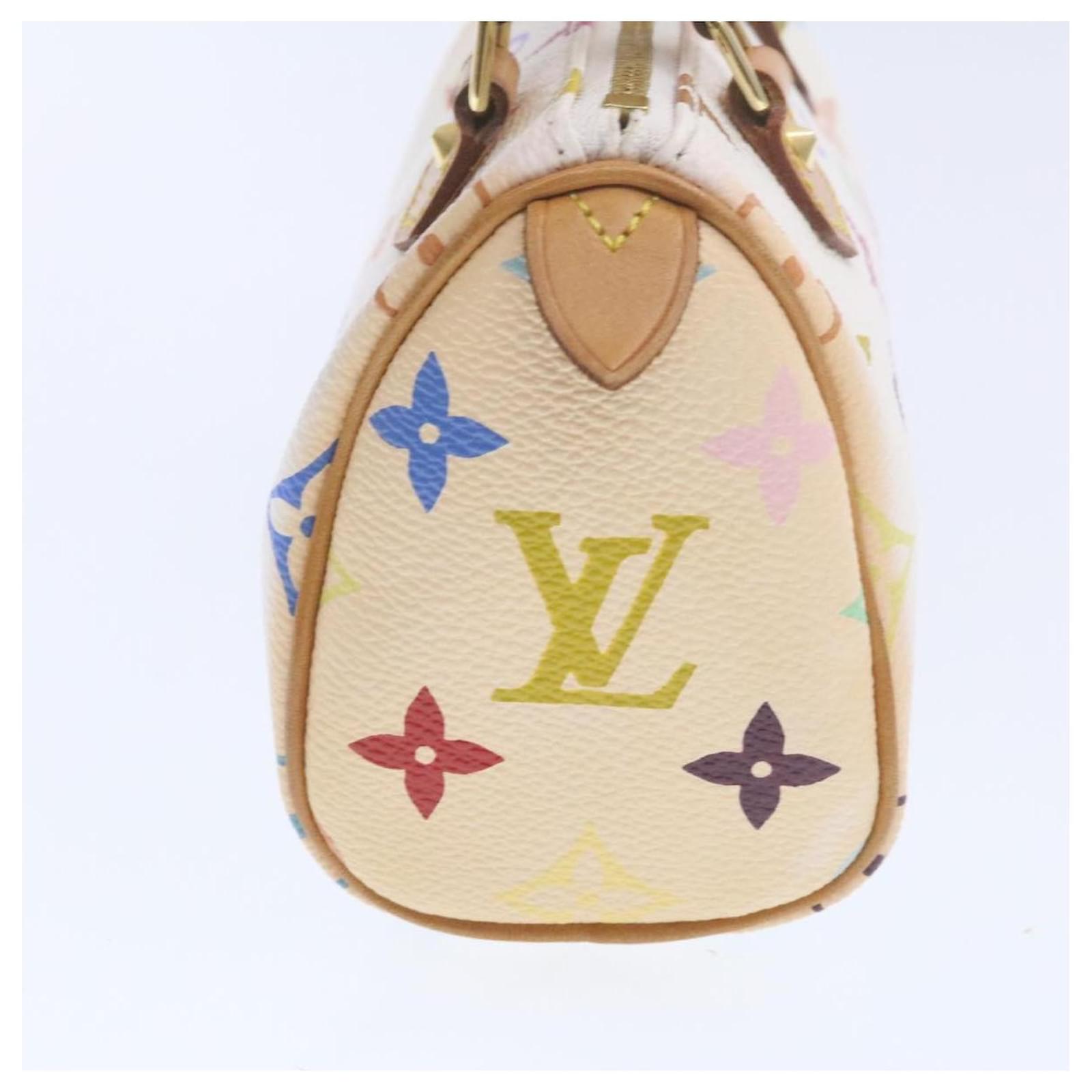 Louis Vuitton Monogram Multicolor Mini Speedy Hand Bag White M92645 Auth am1710g