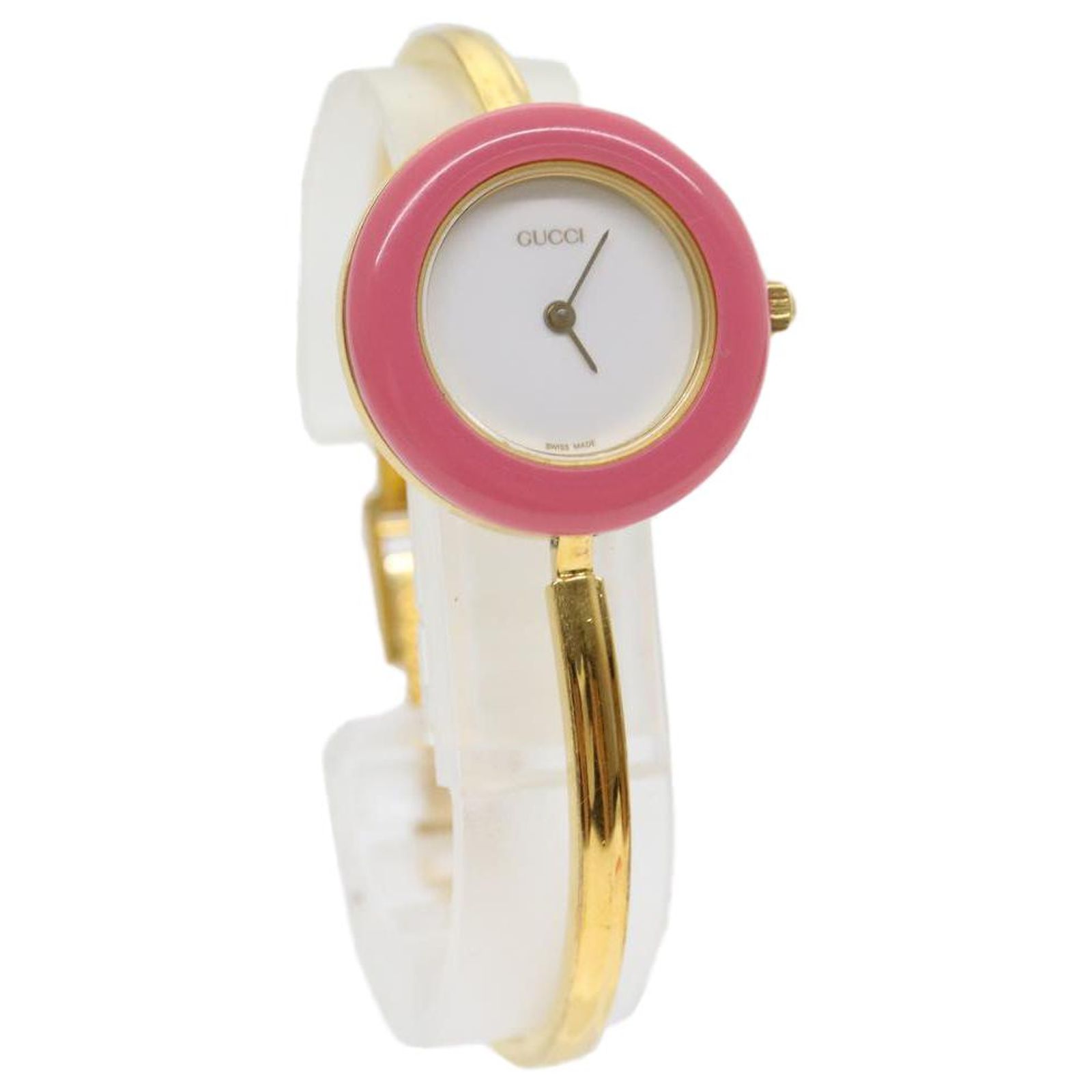 Gucci Gold and Pink Watch Elegant Accessories Gucci G-Timeless Yellow Gold PVD Gold Dial Pink Leather  main image 3