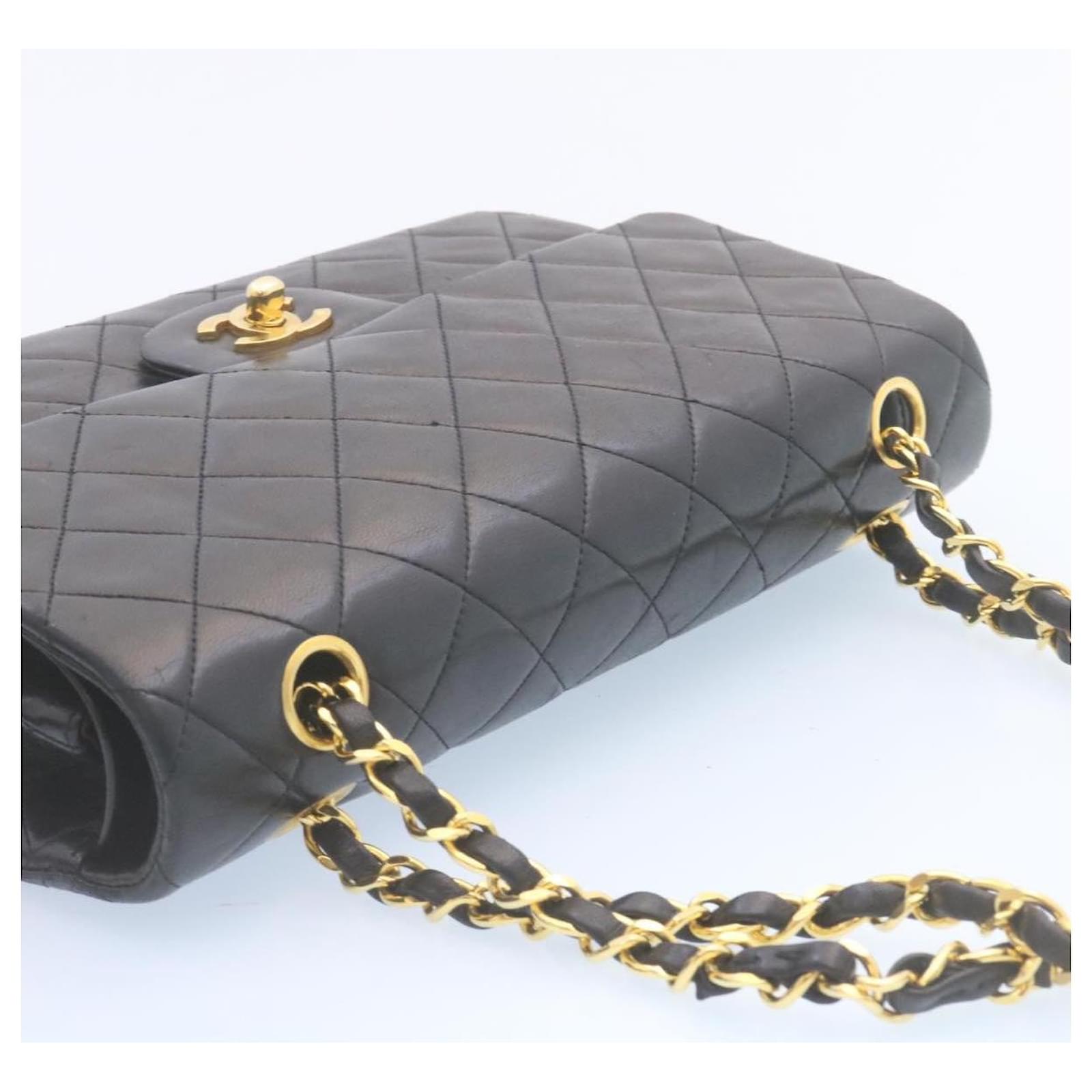 Handbags Chanel Chanel Classic Matelasse 25 Chain Flap Shoulder Bag Lamb Skin Black Auth 29001a