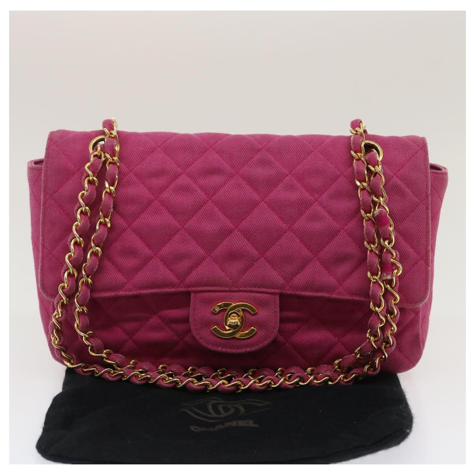 CHANEL Matelasse 25 Double Chain Flap Shoulder Bag Canvas Brown CC Auth  jk1406A Pink Cloth ref.635993 - Joli Closet