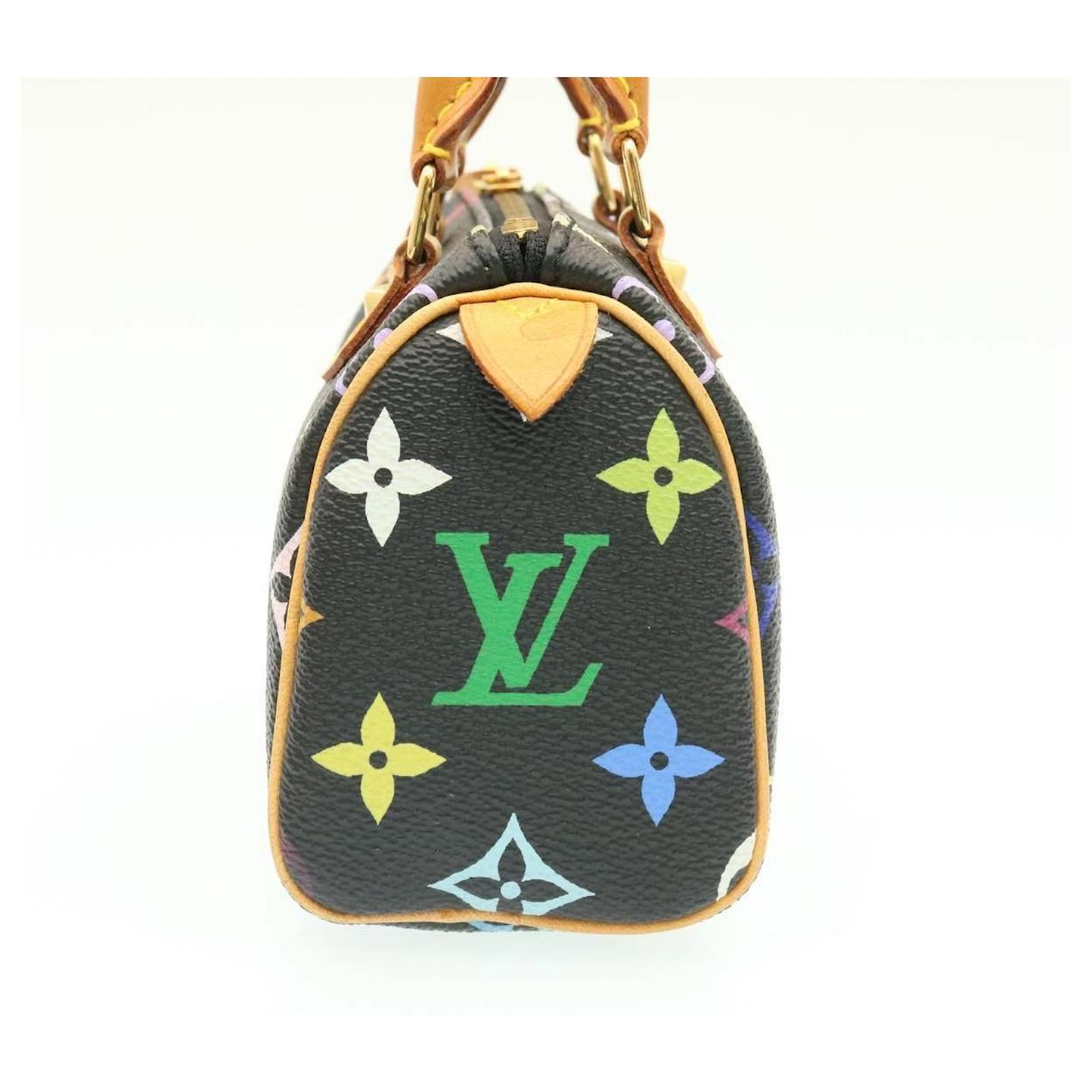 LOUIS VUITTON Monogram Multicolor Mini Speedy Hand Bag Black
