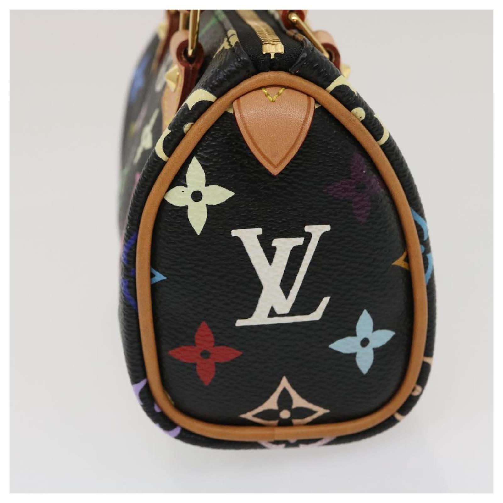 LOUIS VUITTON Monogram Multicolor Mini Speedy Hand Bag Black M92644 Auth  26986A