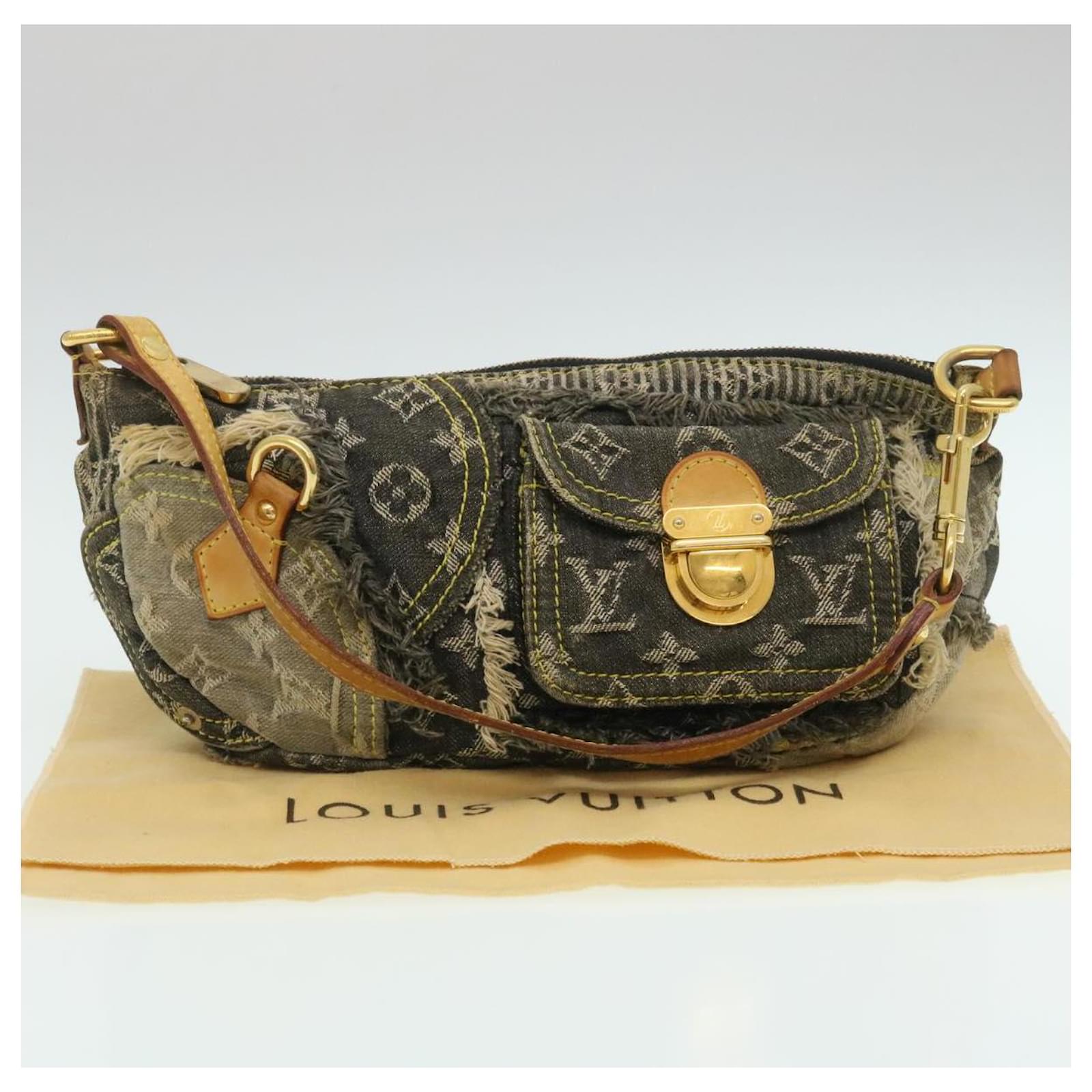  Louis Vuitton M95383 Patchwork Pouch Monogram Denim Pouch  Shoulder Bag Monogram Denim Women's Used, Black x Gray; Indicated Color:  Gray : Clothing, Shoes & Jewelry