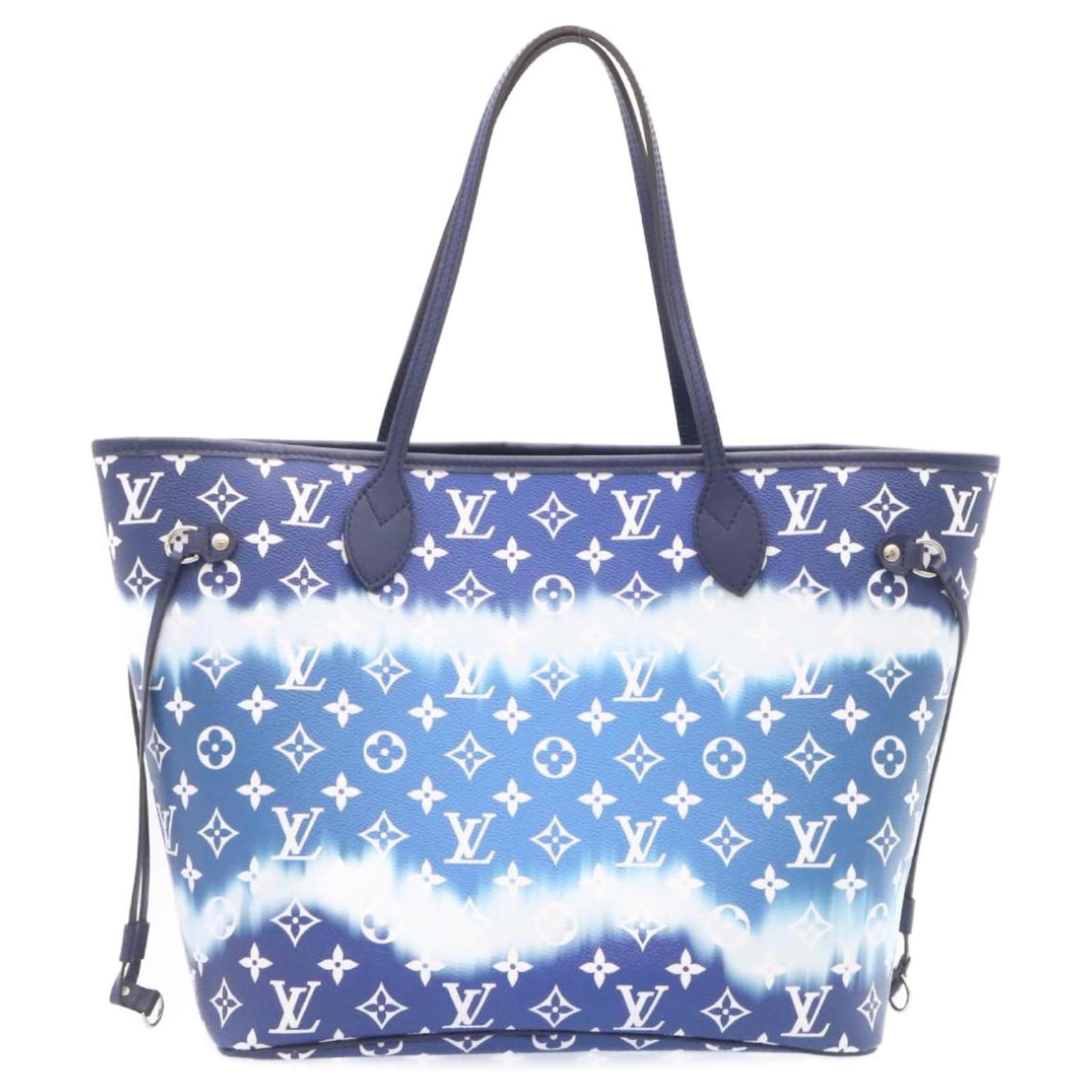 Louis Vuitton Neverfull Mm Tote Bag Pouch M46220 Blue Monogram