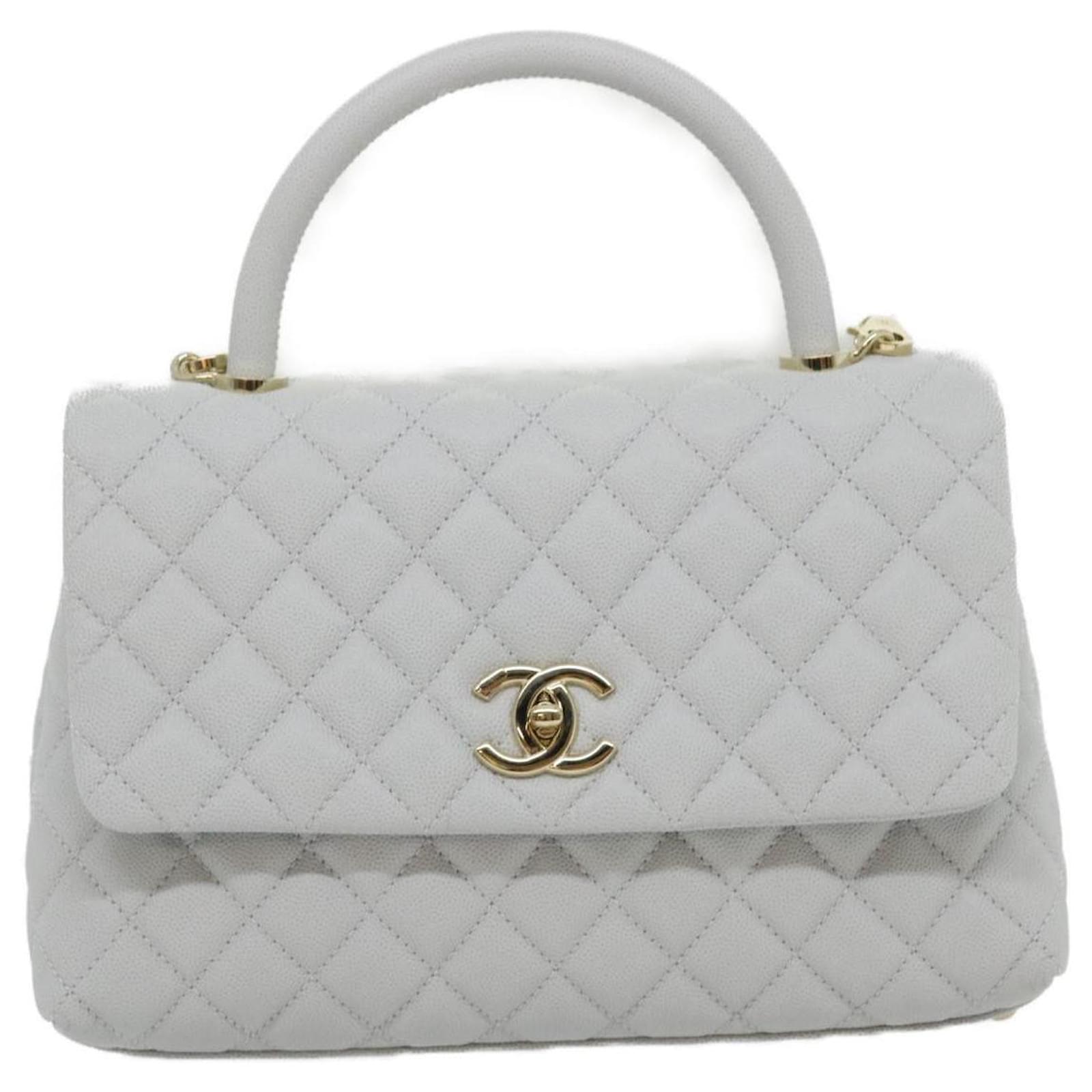 Handbags Chanel Chanel Matelasse Chain Shoulder Hand Bag Caviar Skin 2way White CC Auth bs910A