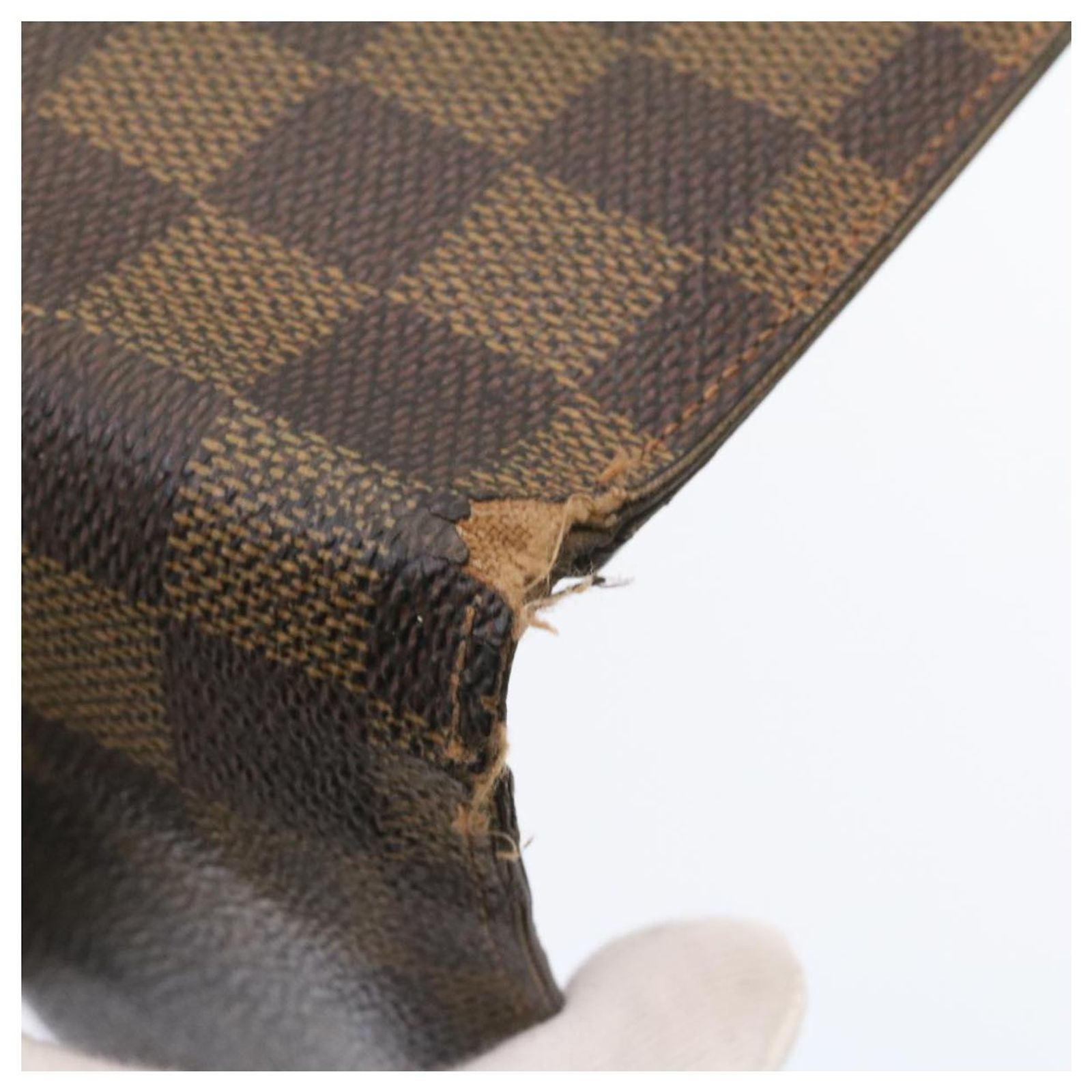 LOUIS VUITTON Damier Ebene Azur Wallet 4Set LV Auth fm784 Brown