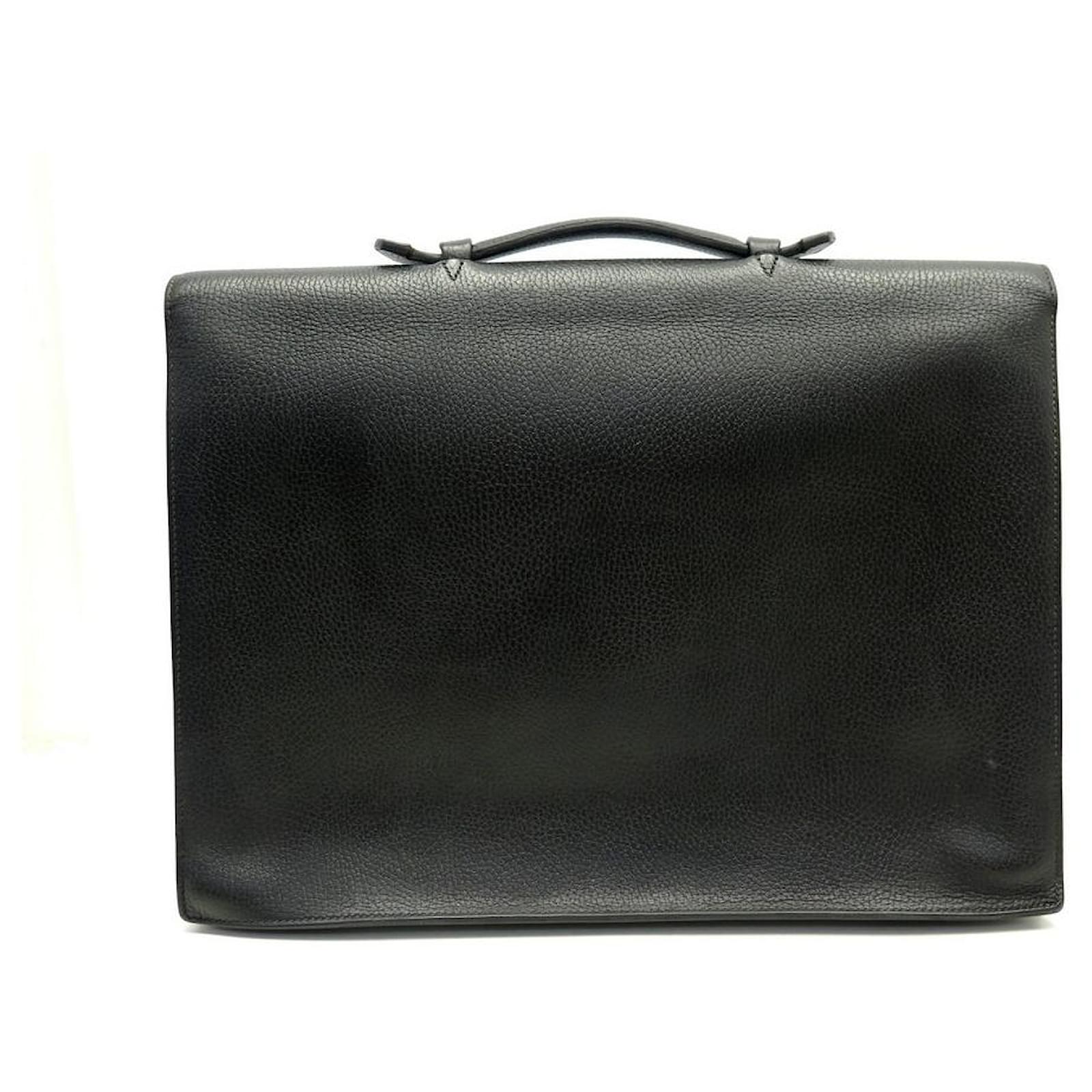 Hermès HERMES BAG DEPECHES BAG 3 LEATHER BELLOWS TOGO SATCHEL BRIEFCASE  Black ref.636893 - Joli Closet