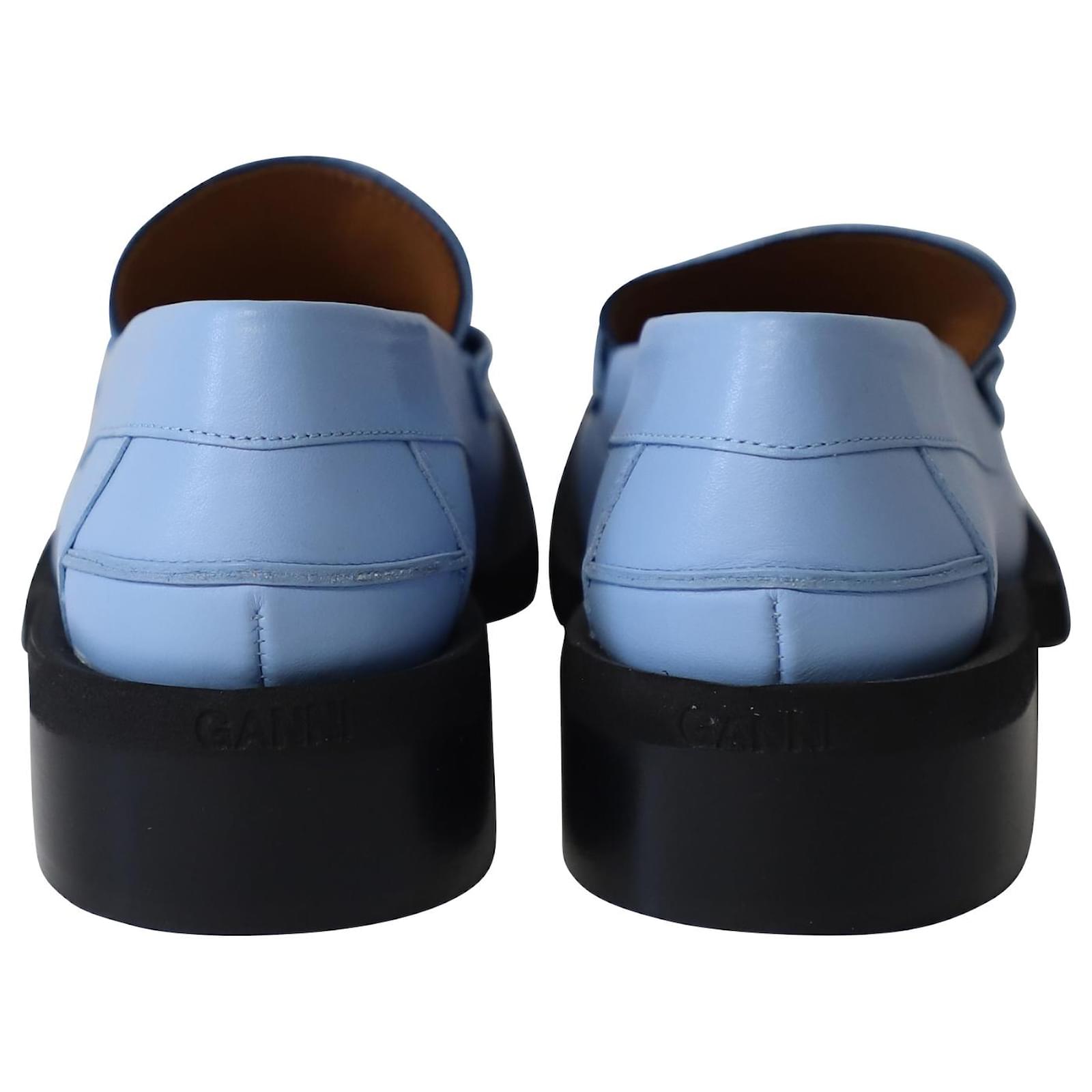 Leather Loafers in Blue - Ganni