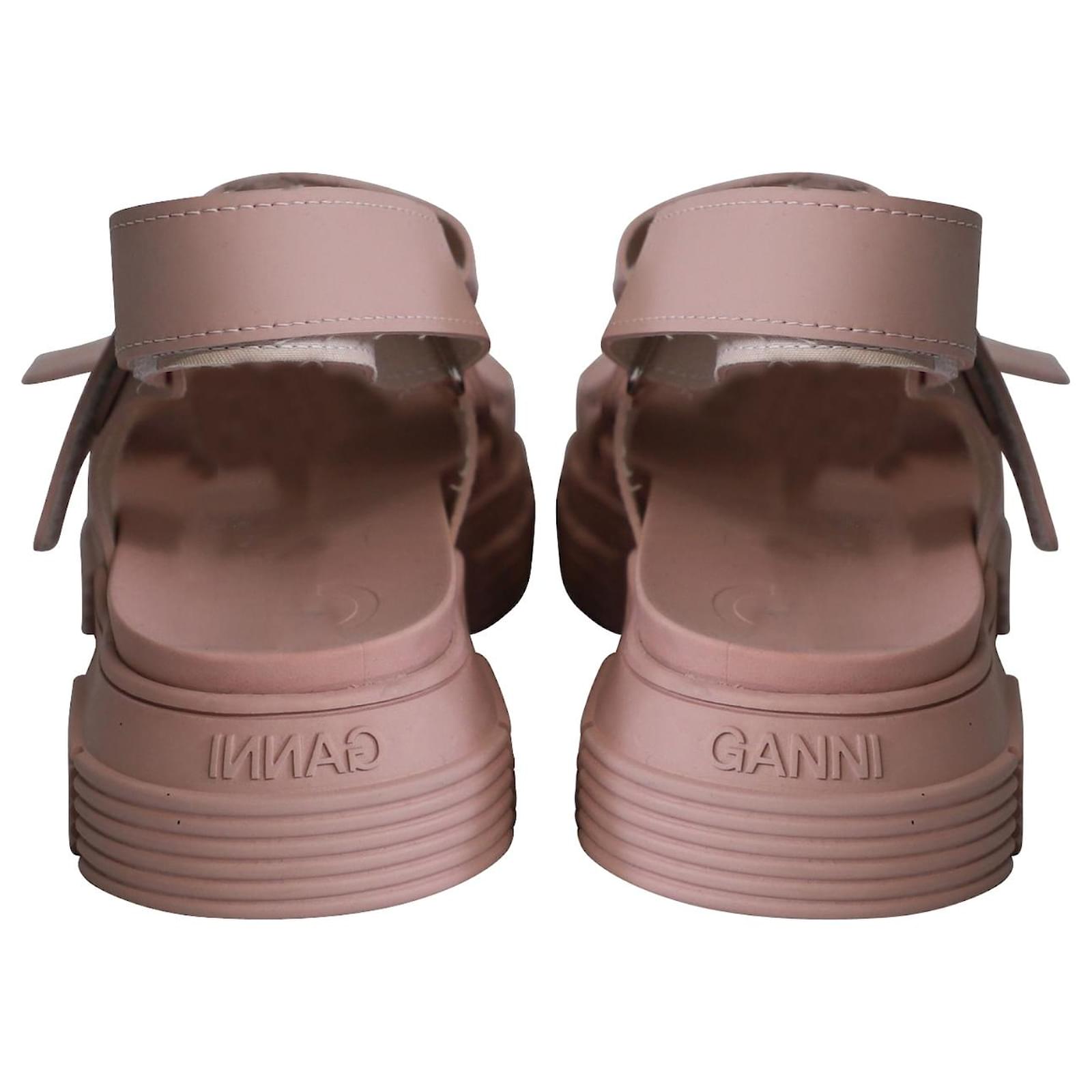 Ganni Heeled Sandals in Light Pink Rubber Joli Closet
