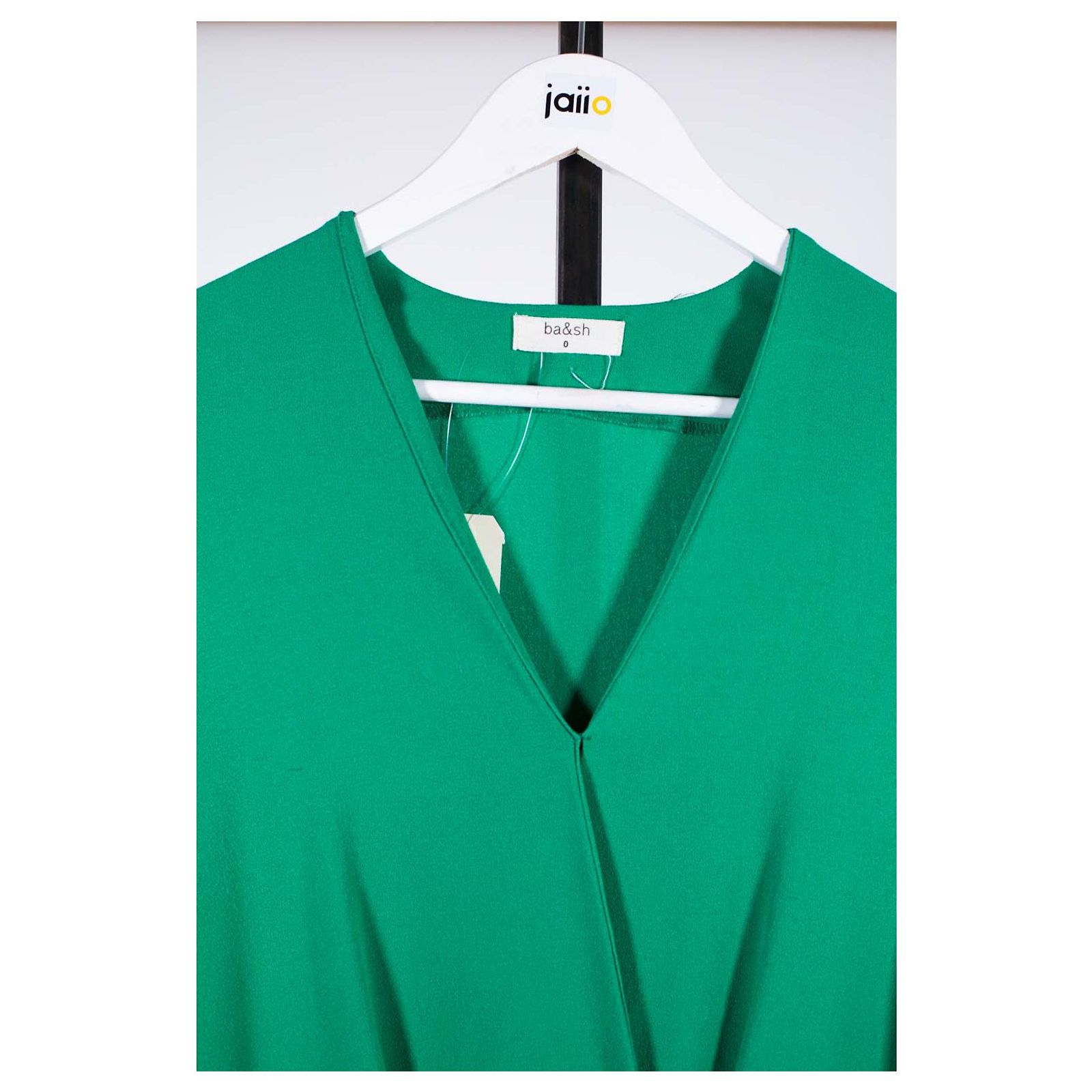 Robe D'été BA&SH Vert Et Blanc - Taille 34 EU - Style élégant Trapèze - En Viscose - Occasion Très Bon état