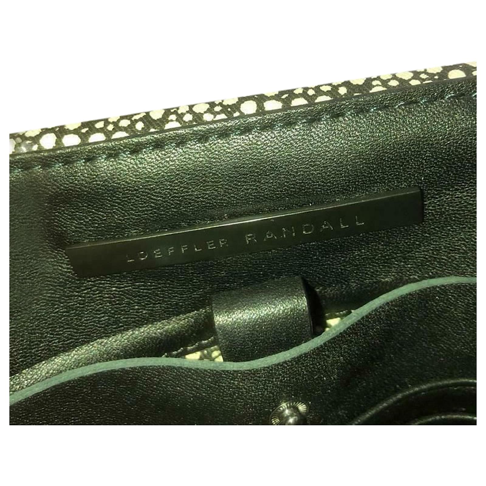 Loeffler Randall Rider Studs Cream and Black Leather/ Woven Satchel Hand Bag