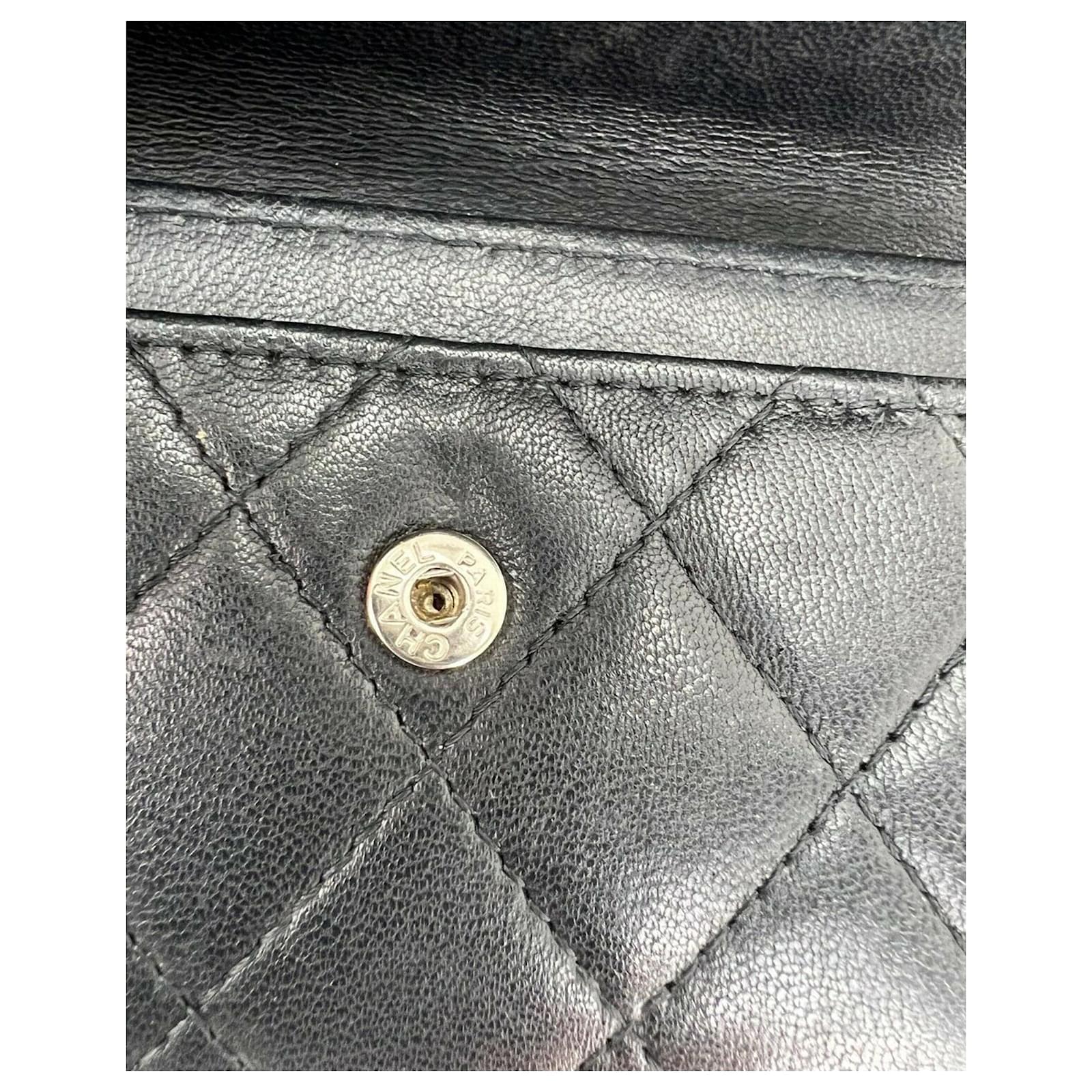 Chanel Wallet Classic Flap Quilted Black Lambskin Mini Wallet Card Holder  B491 Leather ref.639204 - Joli Closet