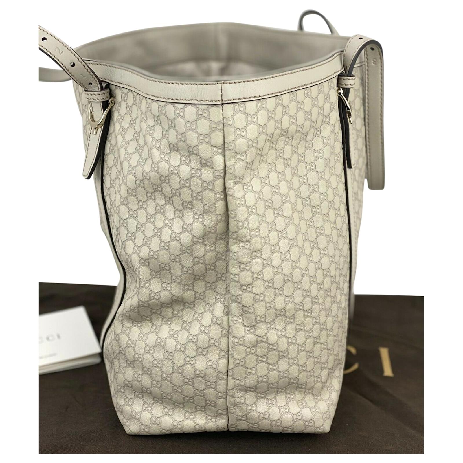 Gucci Micro Guccissima Nice Tote Bag Leather White Light Grey Shoulder Bag