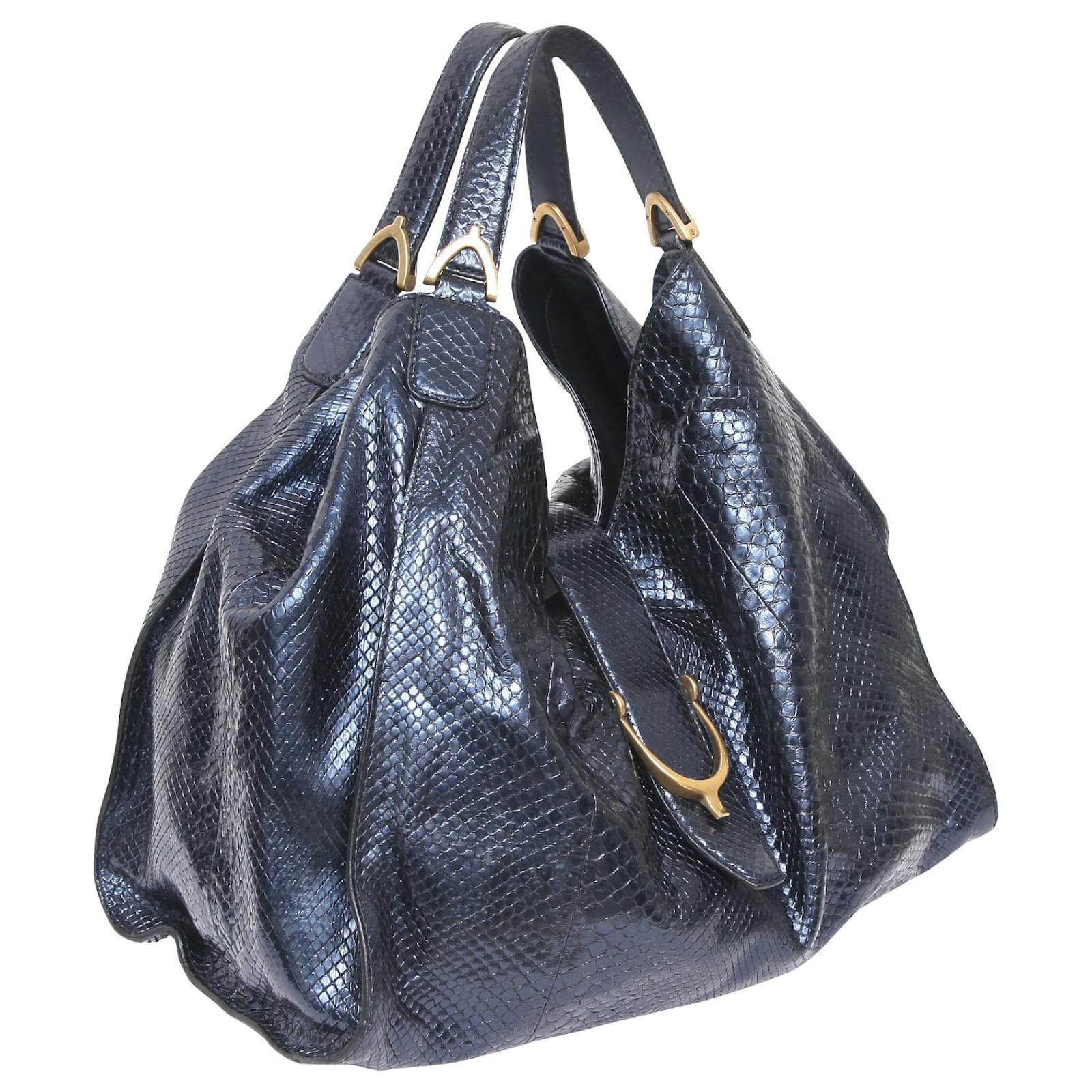 Gucci Stirrup Medium Python Top-Handle Bag